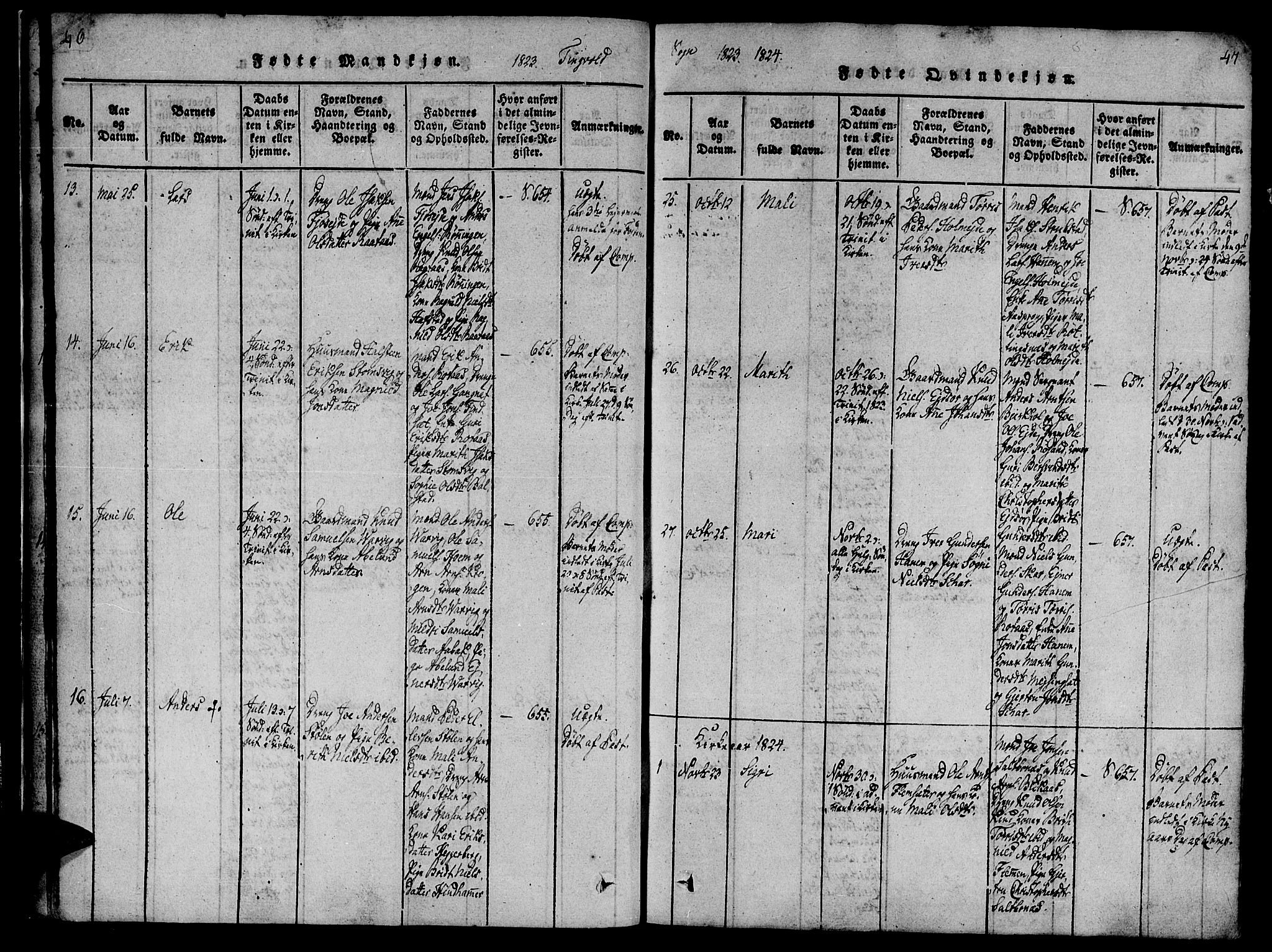 Ministerialprotokoller, klokkerbøker og fødselsregistre - Møre og Romsdal, AV/SAT-A-1454/586/L0982: Parish register (official) no. 586A08, 1819-1829, p. 46-47