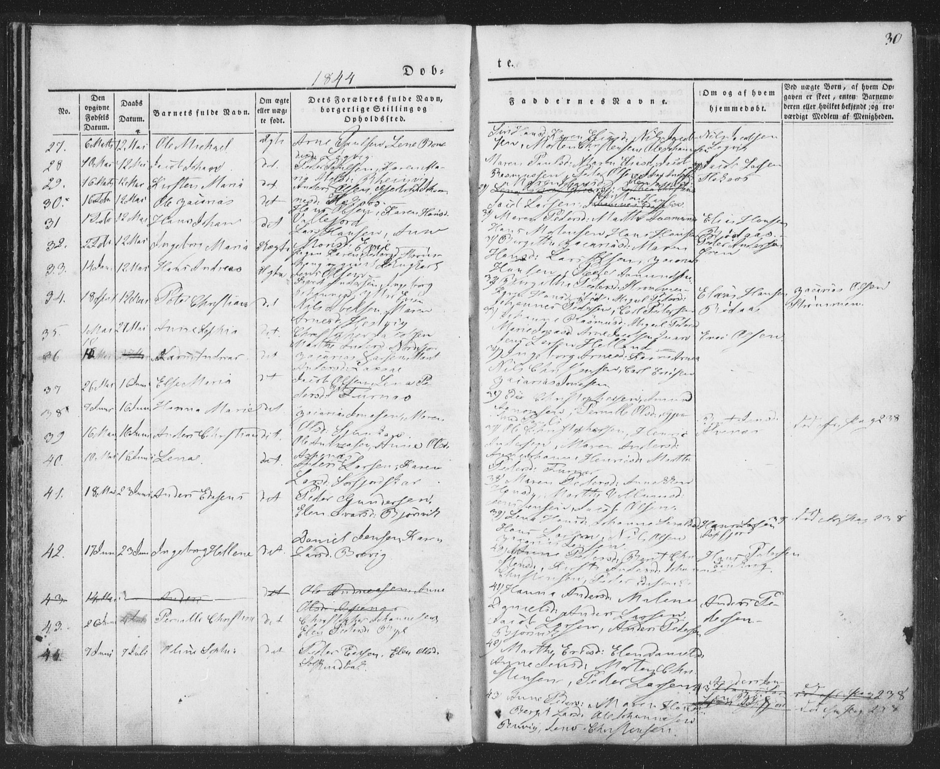 Ministerialprotokoller, klokkerbøker og fødselsregistre - Nordland, AV/SAT-A-1459/853/L0769: Parish register (official) no. 853A08, 1836-1856, p. 30