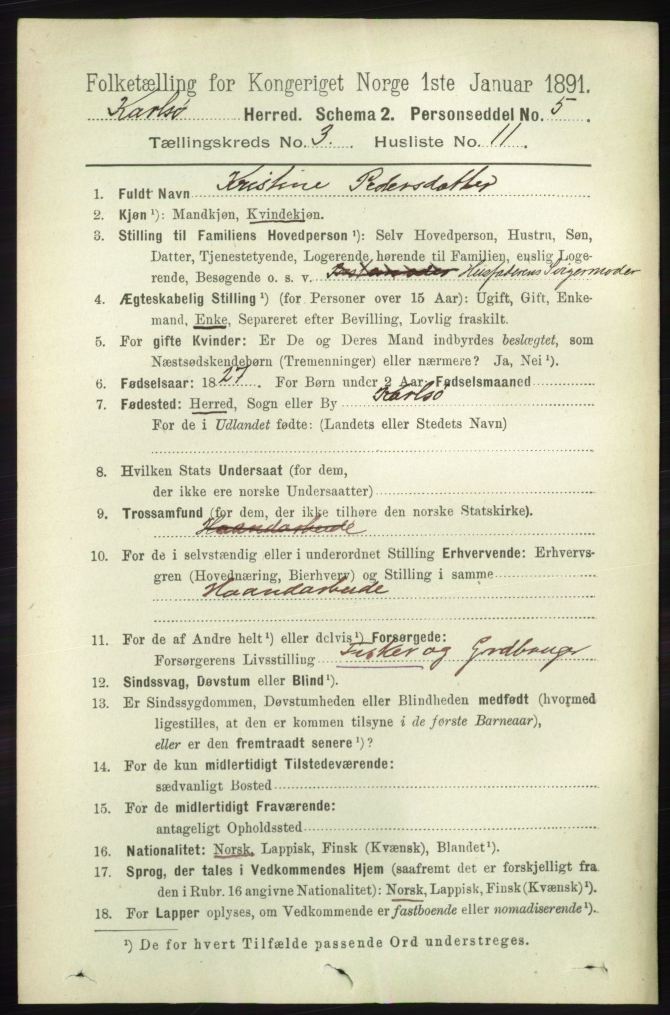 RA, 1891 census for 1936 Karlsøy, 1891, p. 677