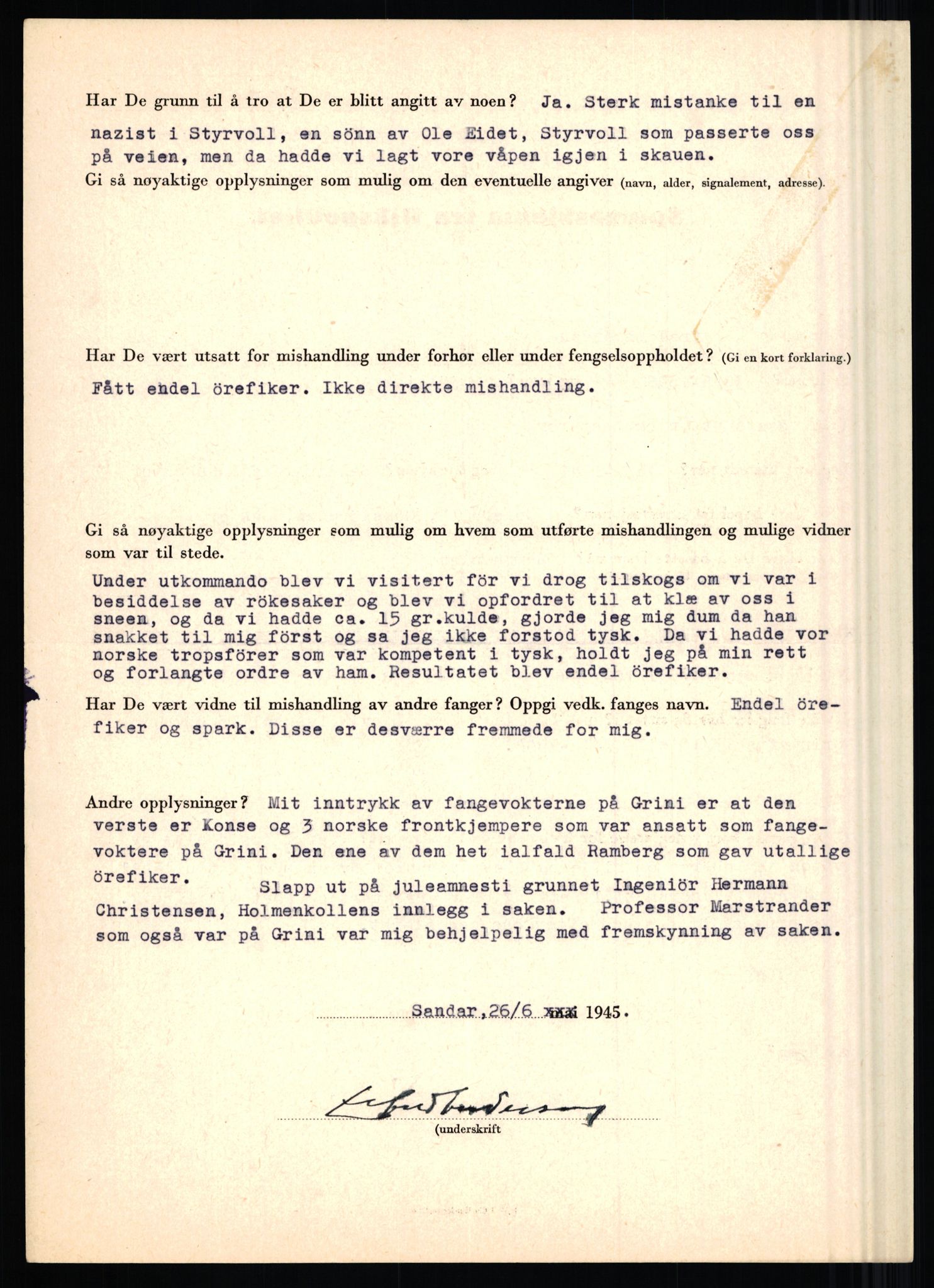 Rikspolitisjefen, AV/RA-S-1560/L/L0001: Abelseth, Rudolf - Berentsen, Odd, 1940-1945, p. 294
