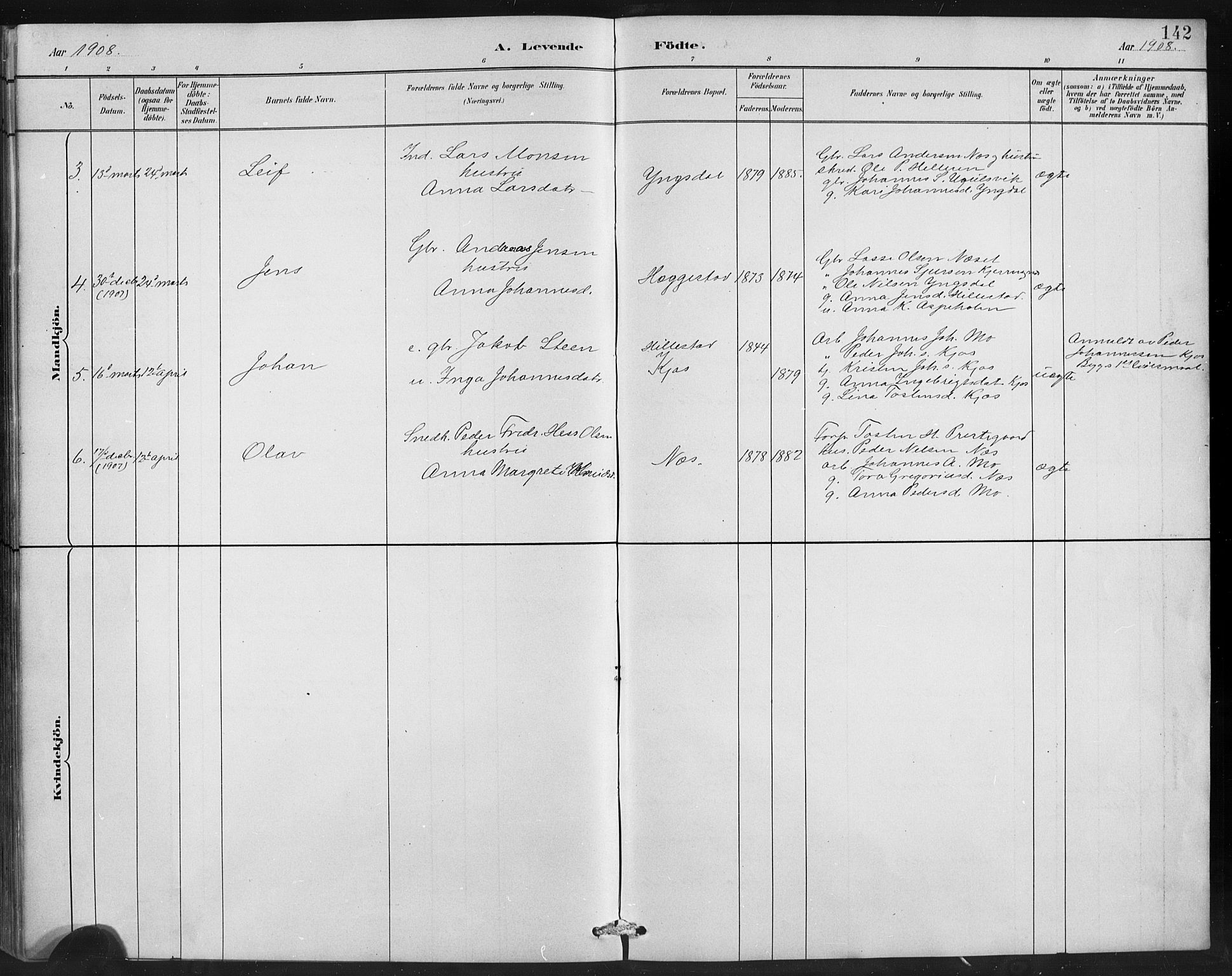 Hafslo sokneprestembete, AV/SAB-A-80301/H/Hab/Habb/L0001: Parish register (copy) no. B 1, 1882-1908, p. 142