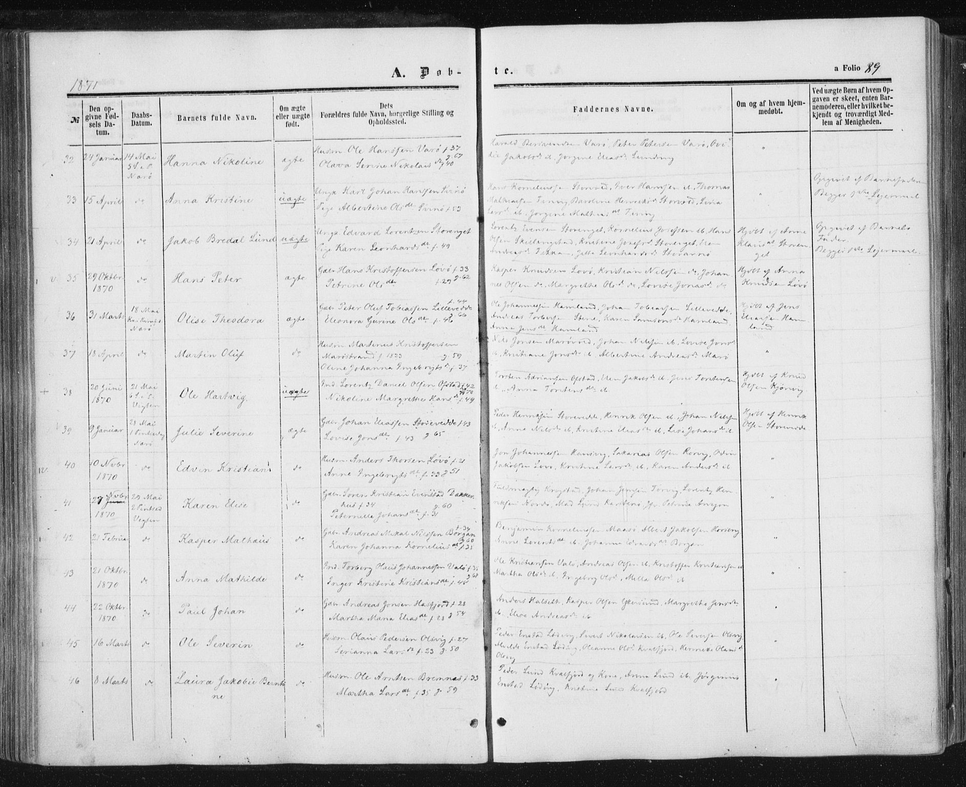 Ministerialprotokoller, klokkerbøker og fødselsregistre - Nord-Trøndelag, AV/SAT-A-1458/784/L0670: Parish register (official) no. 784A05, 1860-1876, p. 89