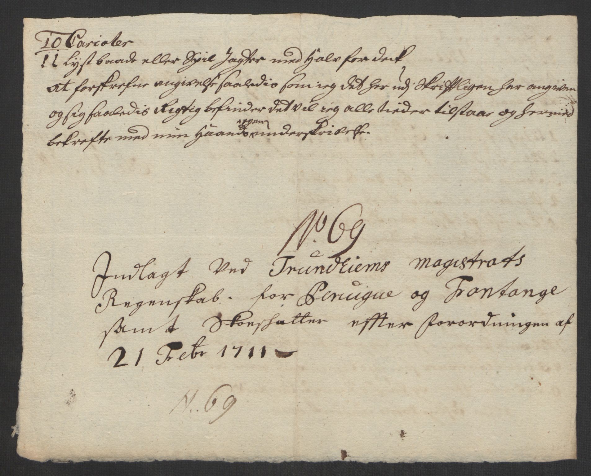 Rentekammeret inntil 1814, Reviderte regnskaper, Byregnskaper, AV/RA-EA-4066/R/Rs/L0507: [S3] Kontribusjonsregnskap, 1699-1711, p. 594