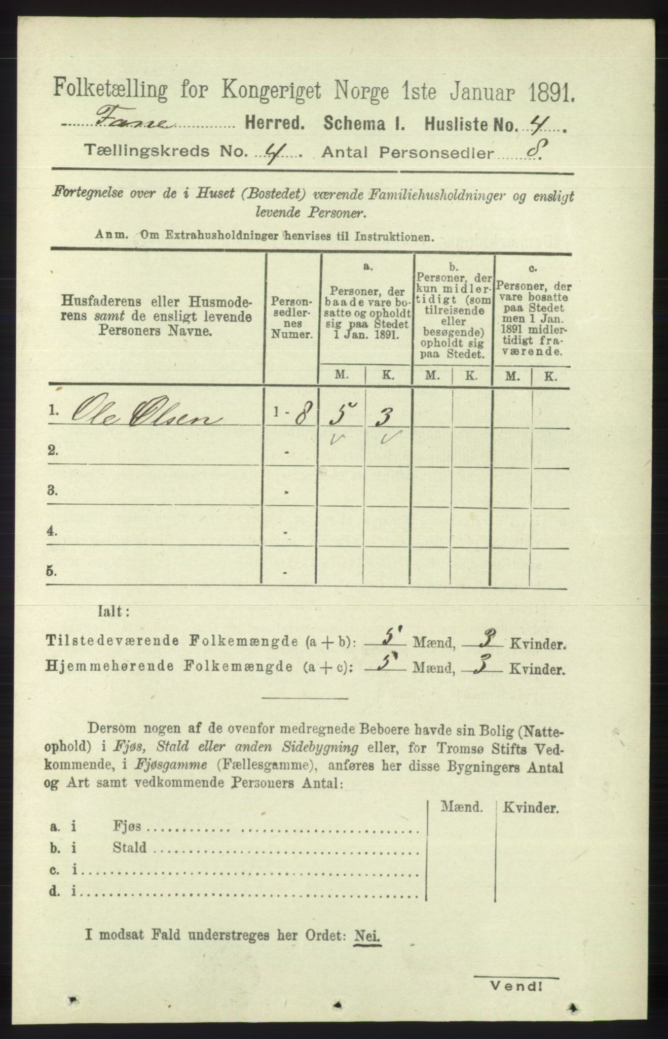 RA, 1891 census for 1249 Fana, 1891, p. 1531