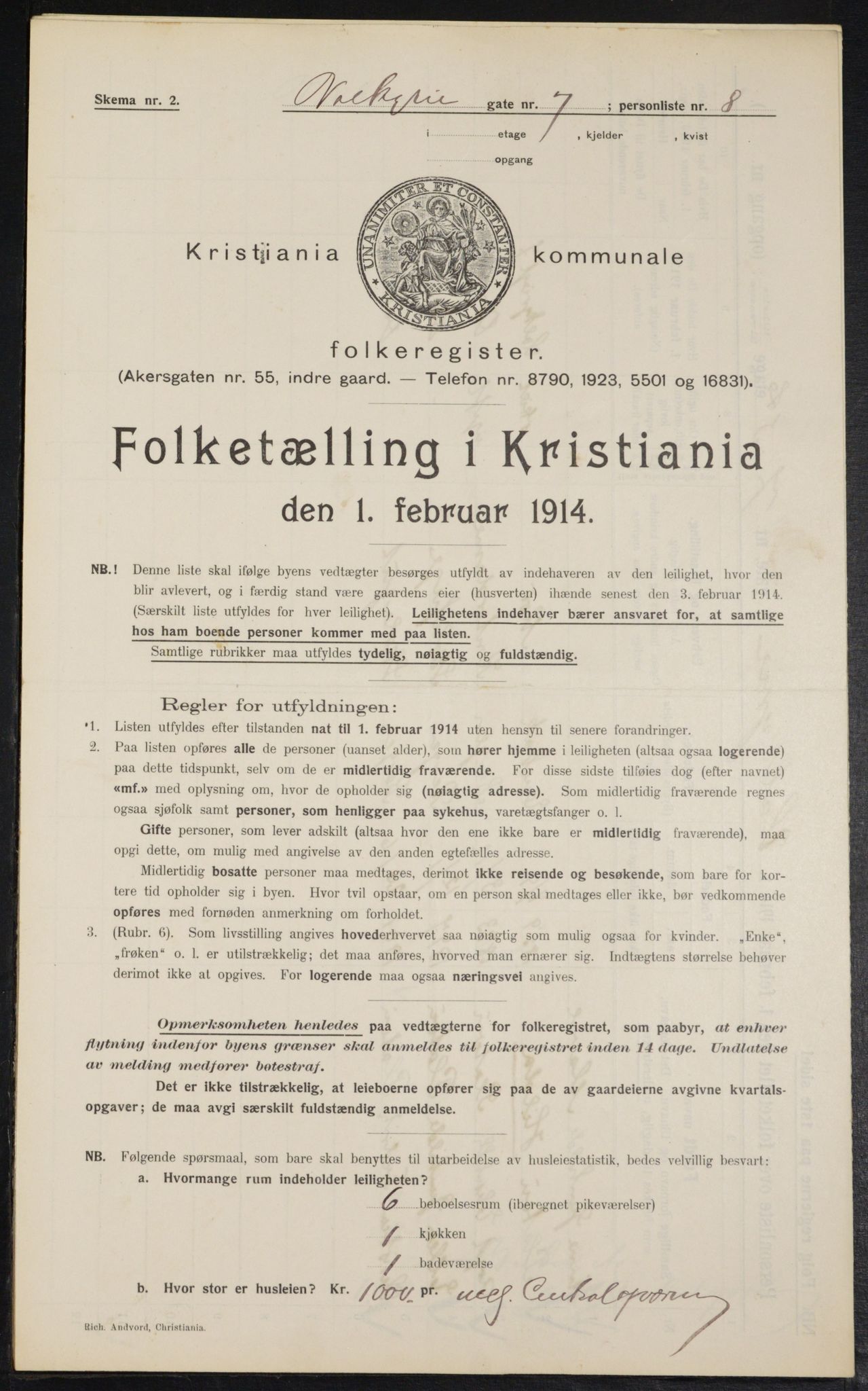 OBA, Municipal Census 1914 for Kristiania, 1914, p. 122729
