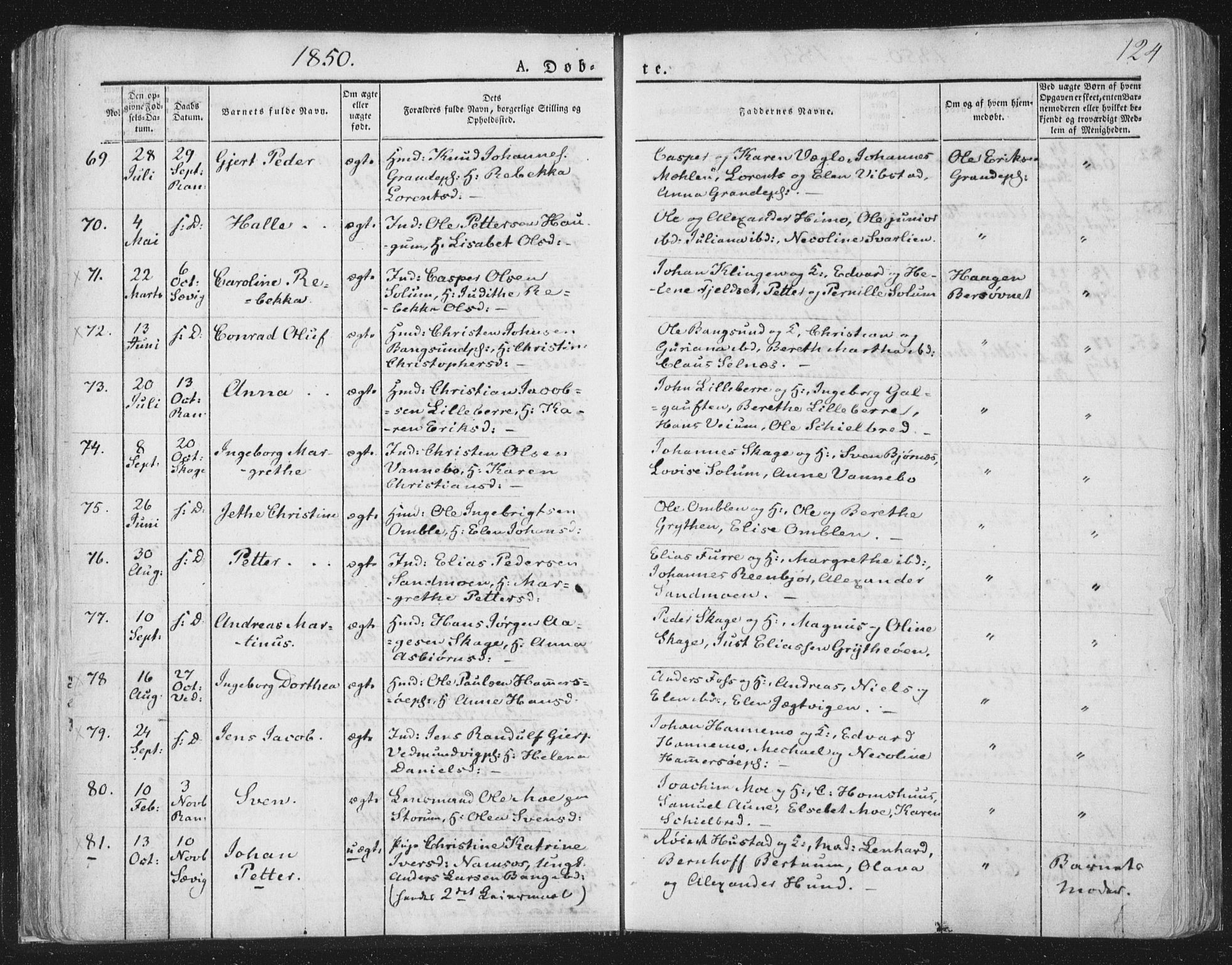 Ministerialprotokoller, klokkerbøker og fødselsregistre - Nord-Trøndelag, AV/SAT-A-1458/764/L0551: Parish register (official) no. 764A07a, 1824-1864, p. 124