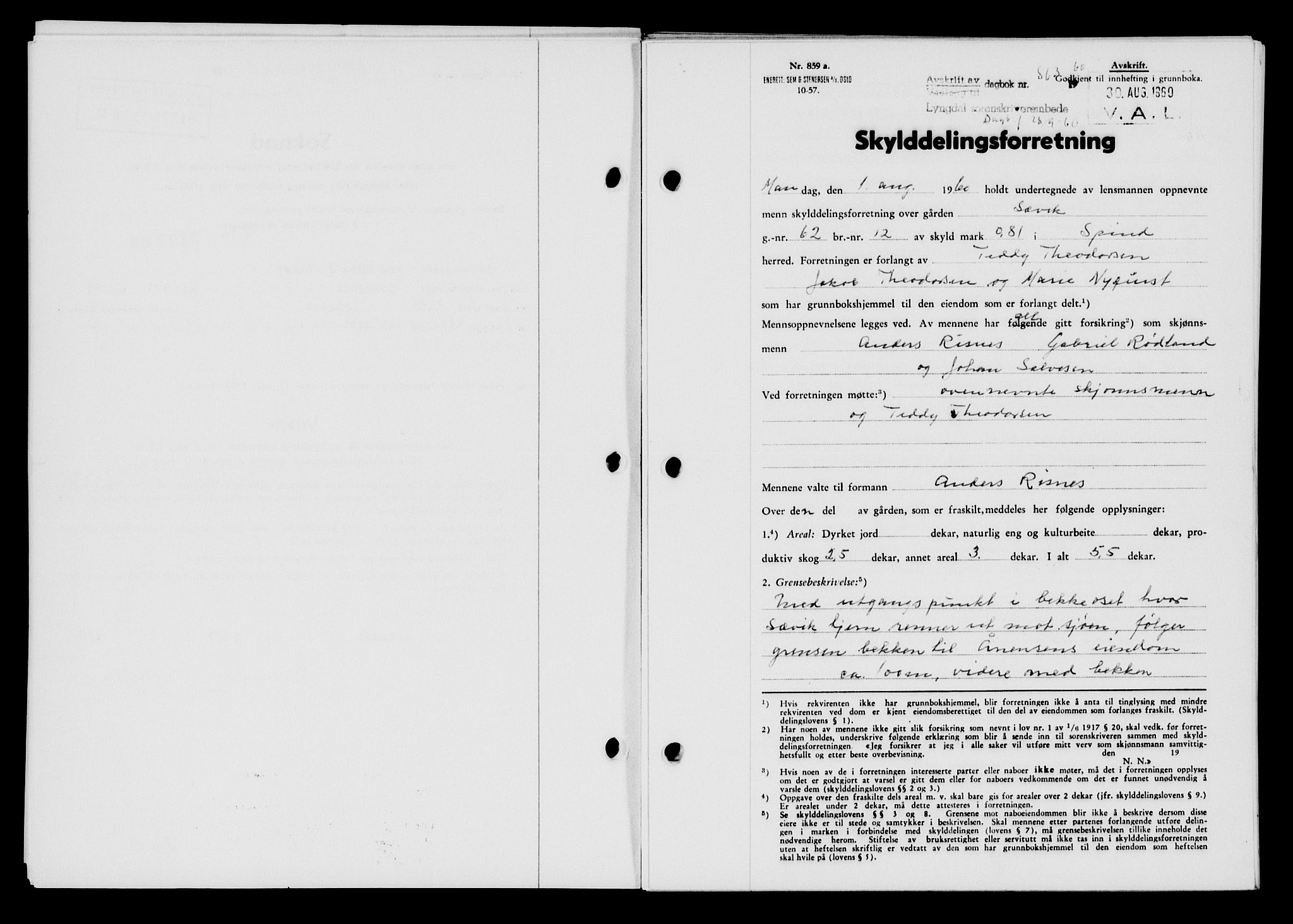 Lyngdal sorenskriveri, AV/SAK-1221-0004/G/Gb/L0680: Mortgage book no. A XXVI, 1960-1960, Diary no: : 863/1960