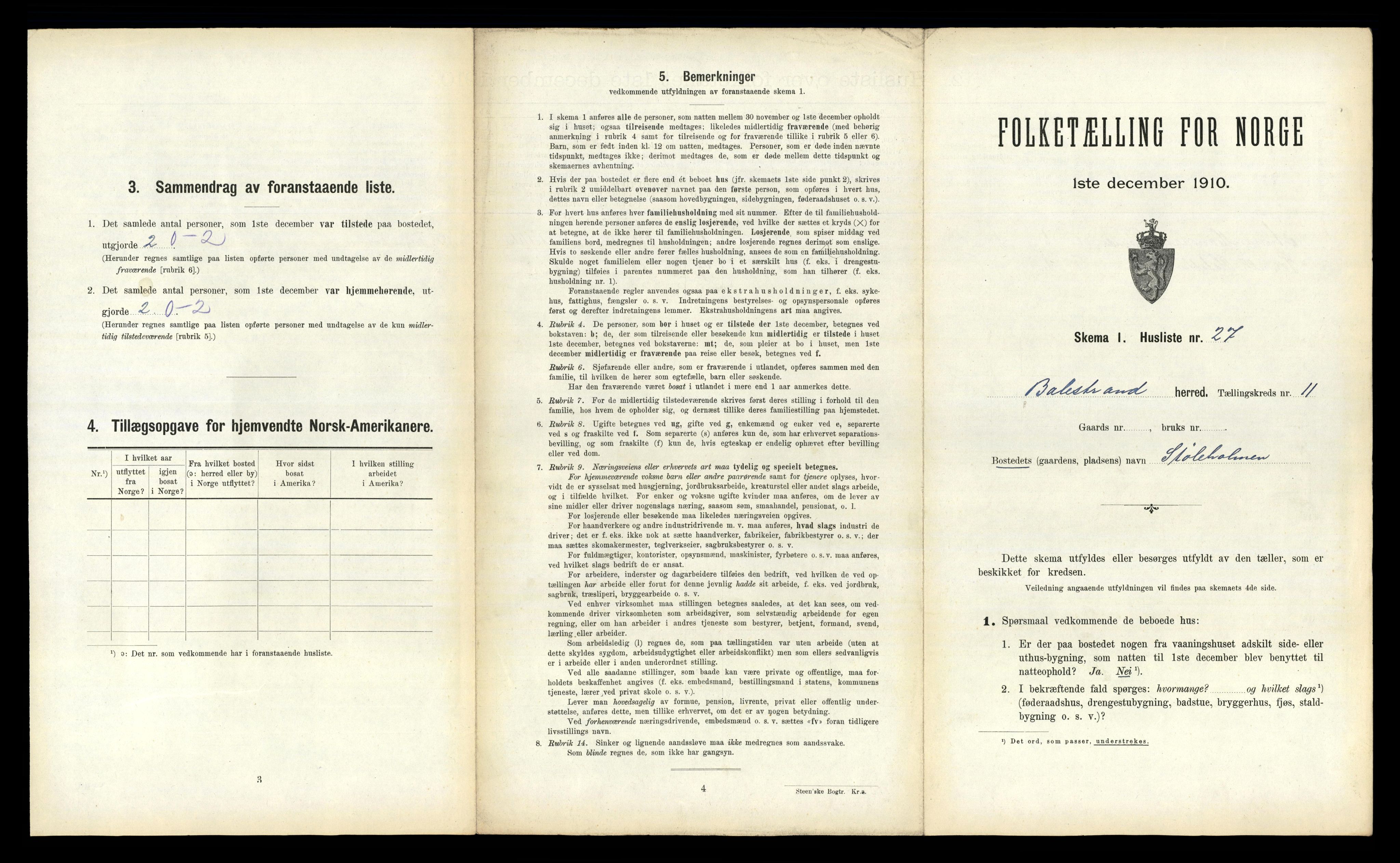 RA, 1910 census for Balestrand, 1910, p. 744