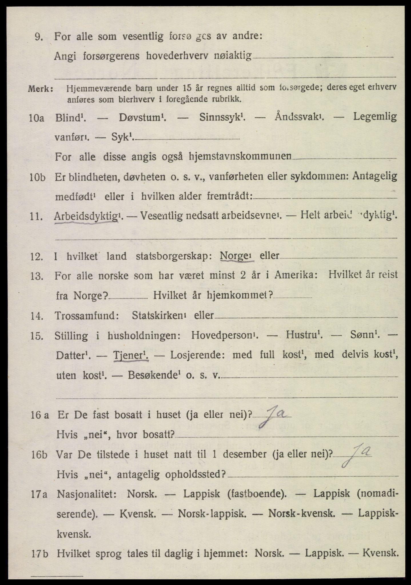 SAT, 1920 census for Kvam, 1920, p. 1602