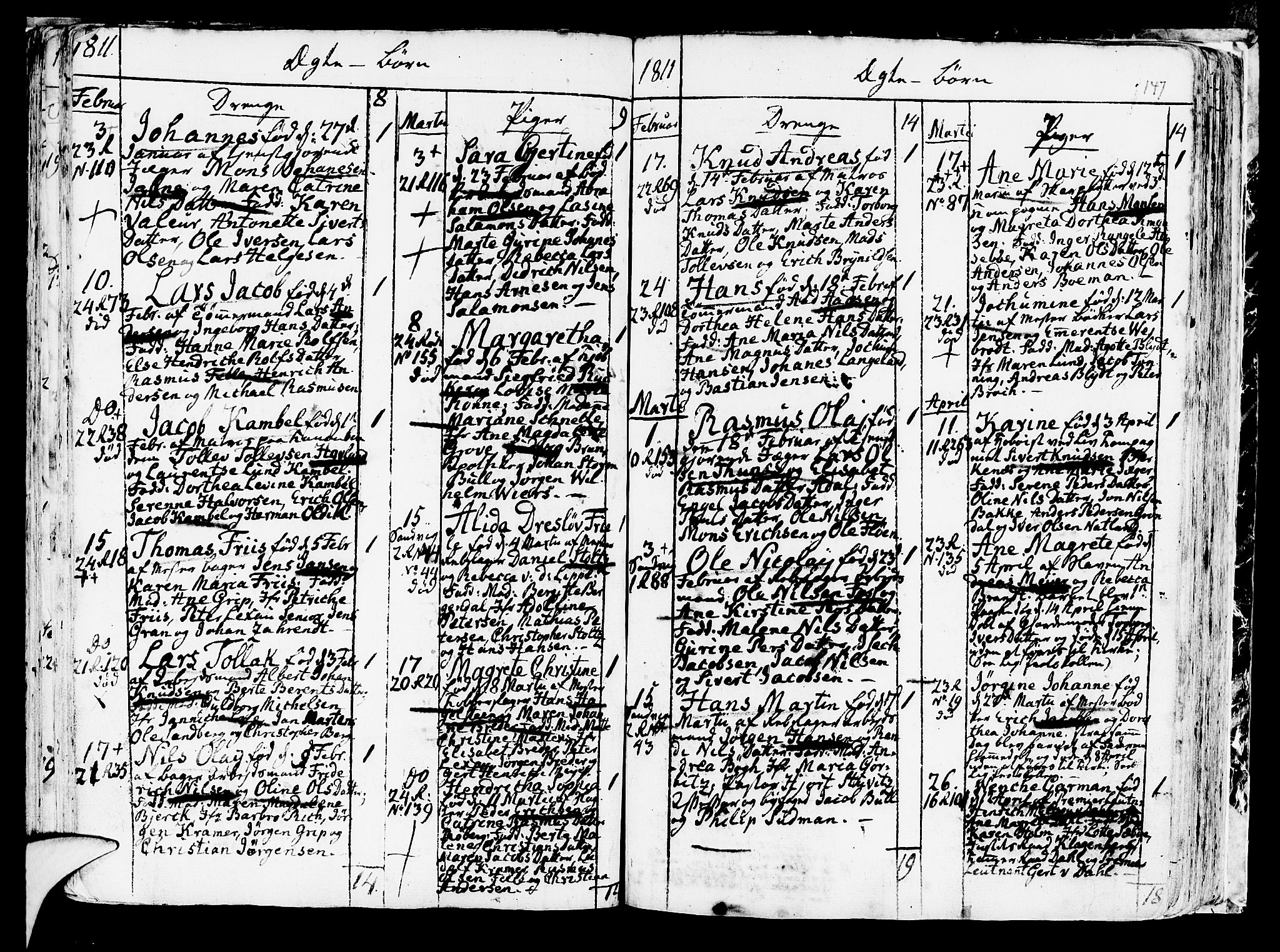 Korskirken sokneprestembete, AV/SAB-A-76101/H/Haa/L0006: Parish register (official) no. A 6, 1790-1820, p. 147