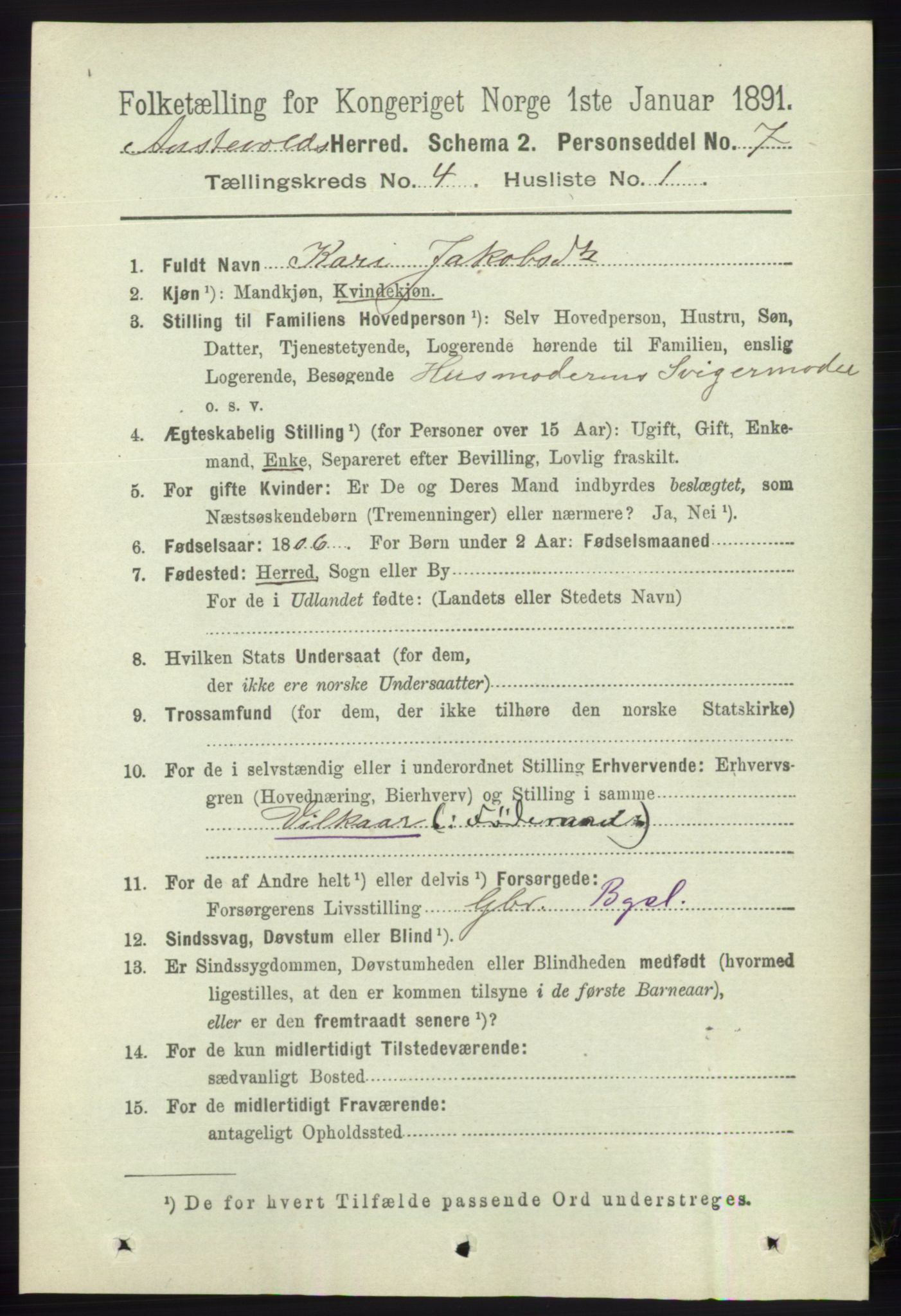 RA, 1891 census for 1244 Austevoll, 1891, p. 1420