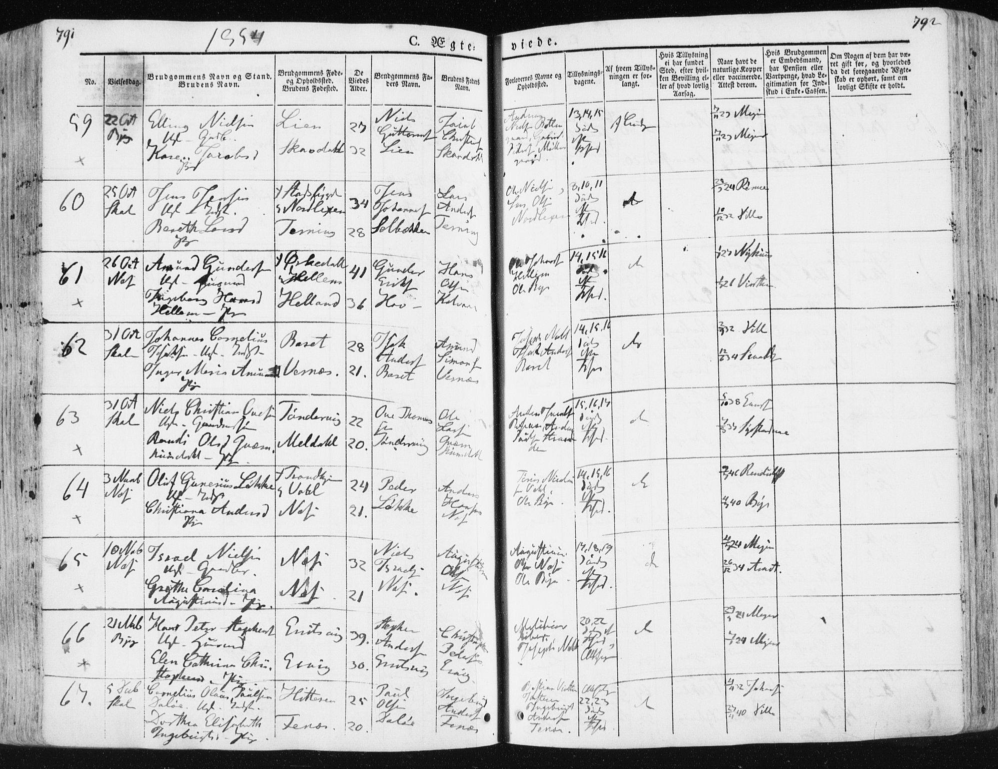 Ministerialprotokoller, klokkerbøker og fødselsregistre - Sør-Trøndelag, SAT/A-1456/659/L0736: Parish register (official) no. 659A06, 1842-1856, p. 791-792