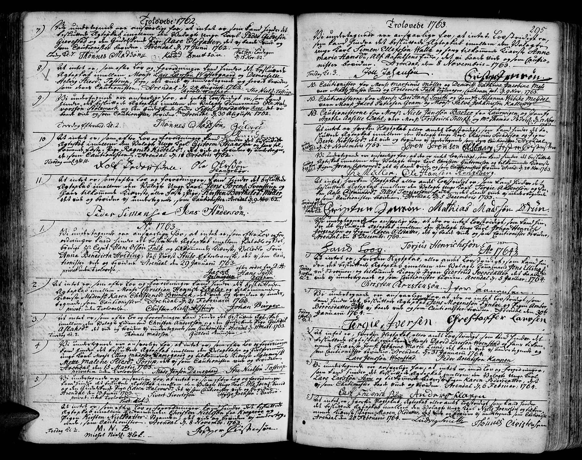 Arendal sokneprestkontor, Trefoldighet, SAK/1111-0040/F/Fa/L0001: Parish register (official) no. A 1, 1703-1815, p. 295