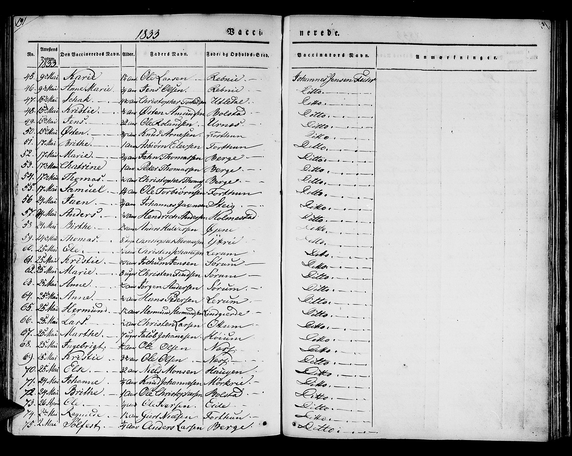 Luster sokneprestembete, AV/SAB-A-81101/H/Haa/Haaa/L0005: Parish register (official) no. A 5, 1831-1841, p. 191