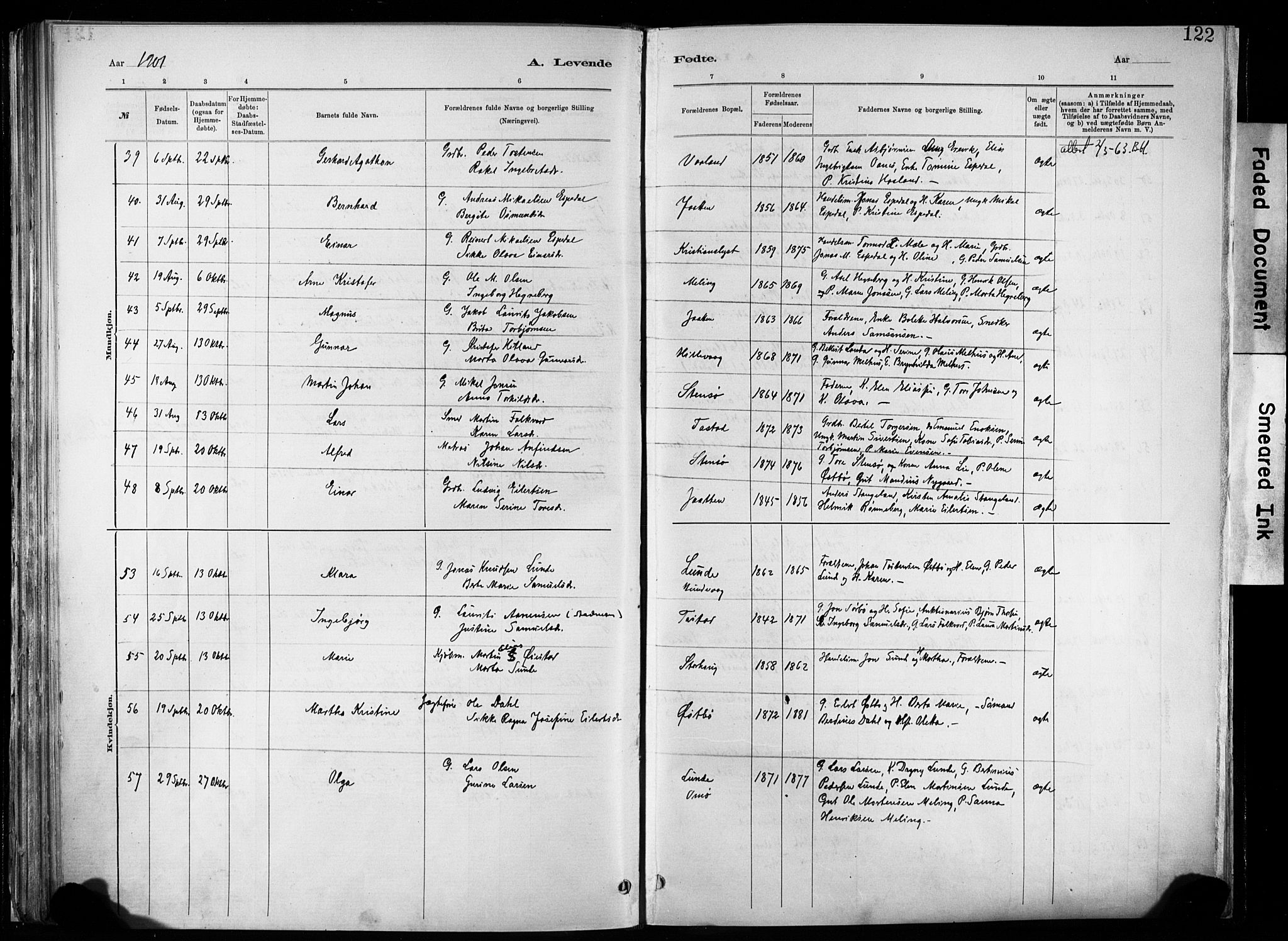 Hetland sokneprestkontor, SAST/A-101826/30/30BA/L0011: Parish register (official) no. A 11, 1884-1911, p. 122