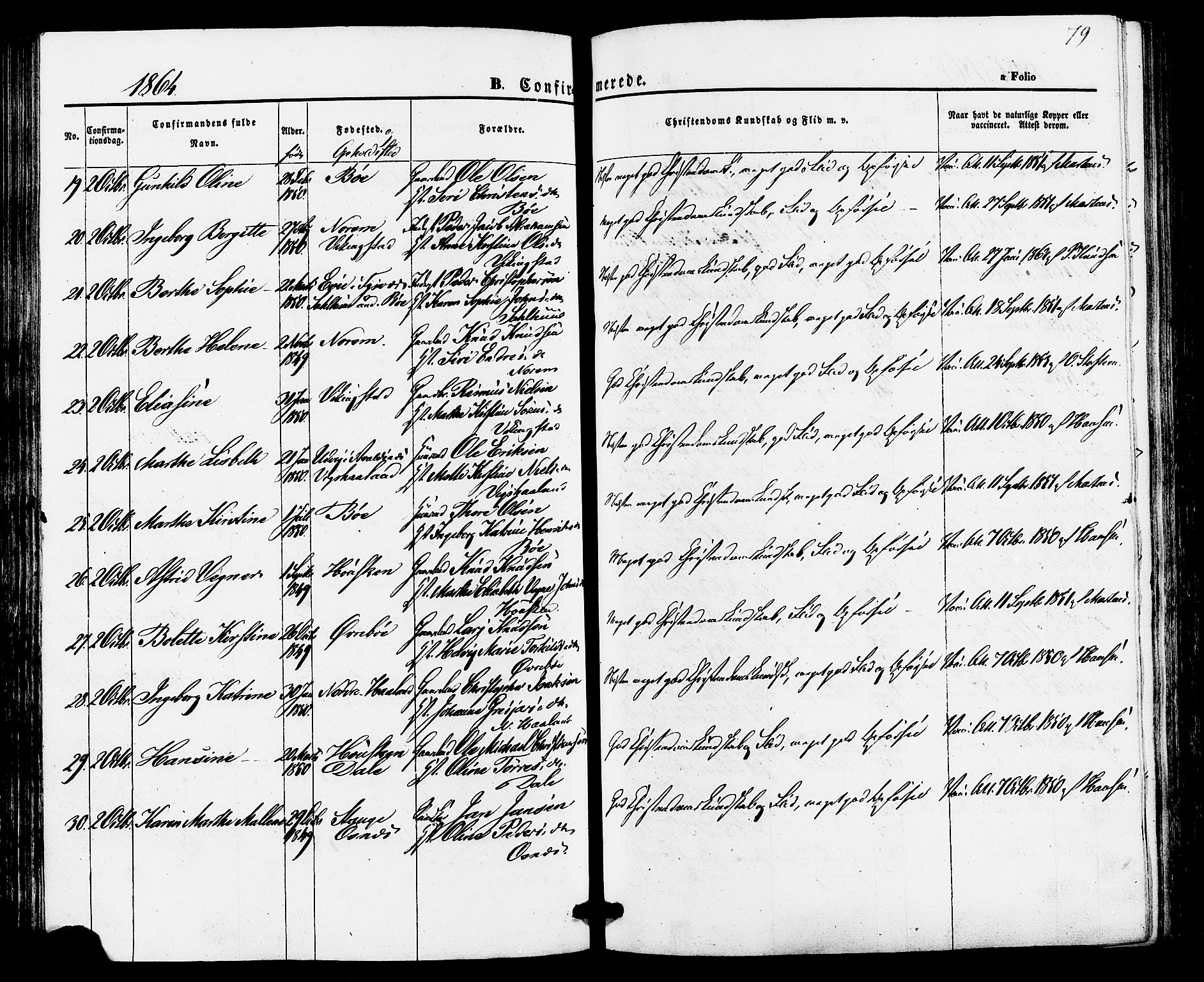 Torvastad sokneprestkontor, AV/SAST-A -101857/H/Ha/Haa/L0010: Parish register (official) no. A 10, 1857-1878, p. 79