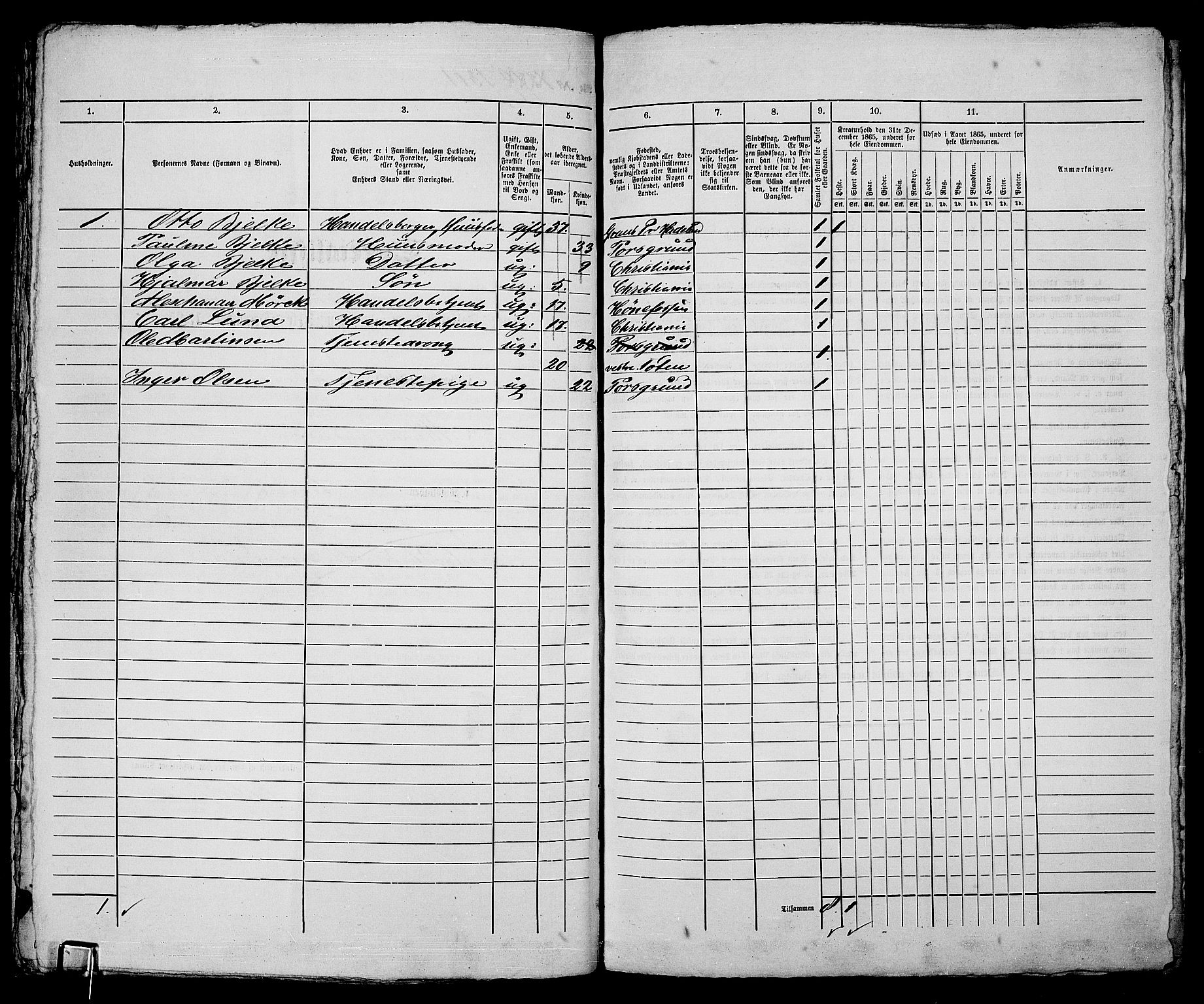 RA, 1865 census for Kristiania, 1865, p. 2950