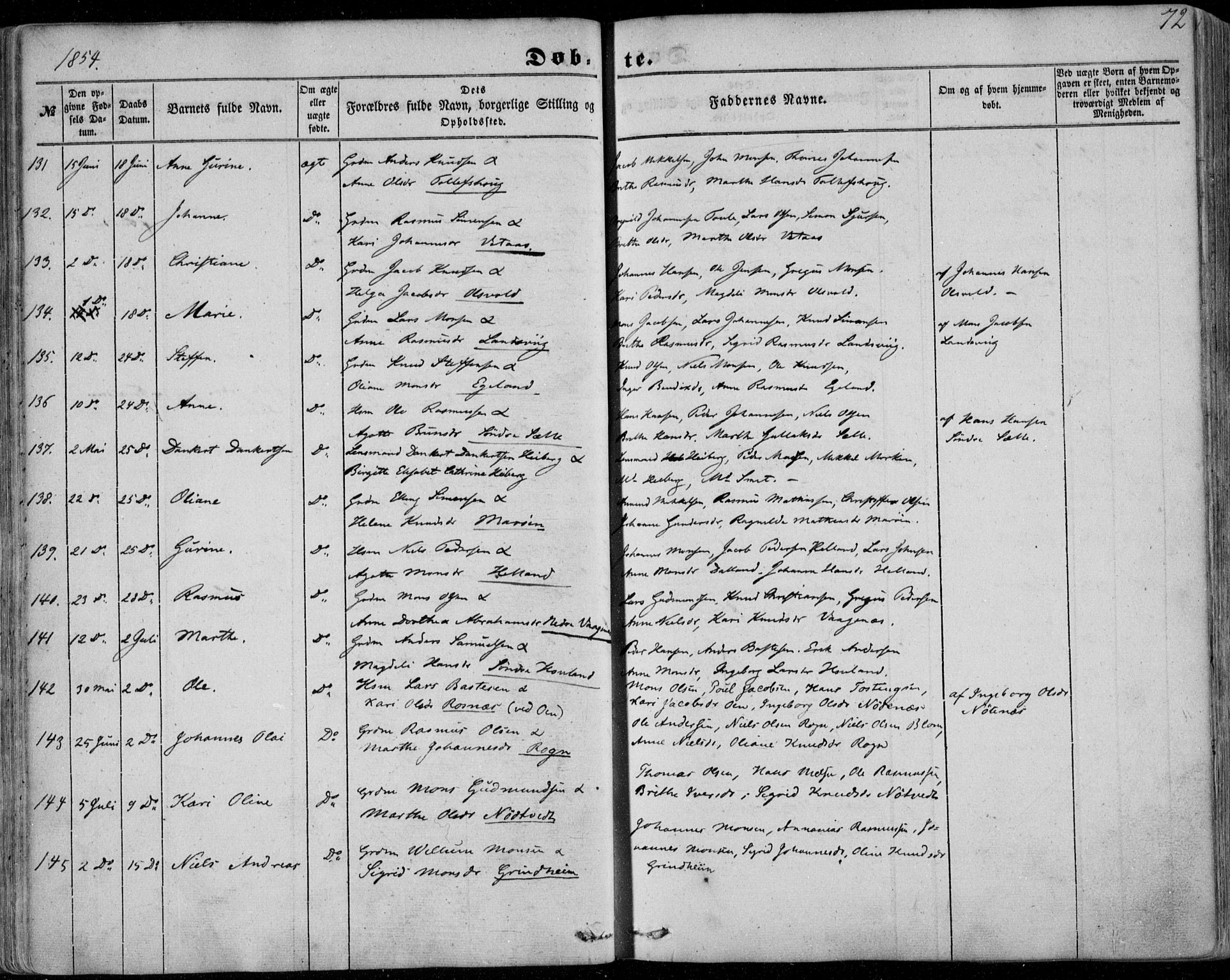 Manger sokneprestembete, AV/SAB-A-76801/H/Haa: Parish register (official) no. A 6, 1849-1859, p. 72