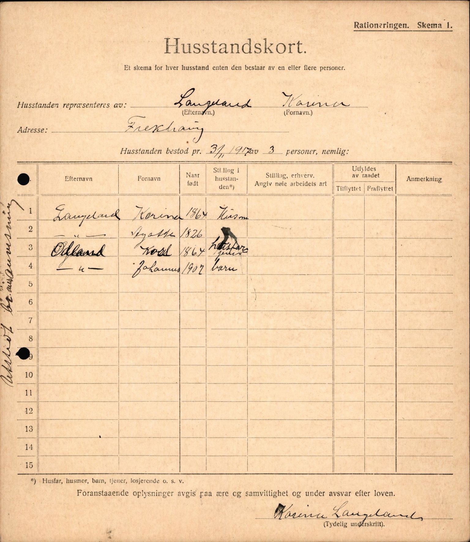 IKAH, Meland kommune, Provianteringsrådet, Husstander per 01.11.1917, 1917-1918, p. 164