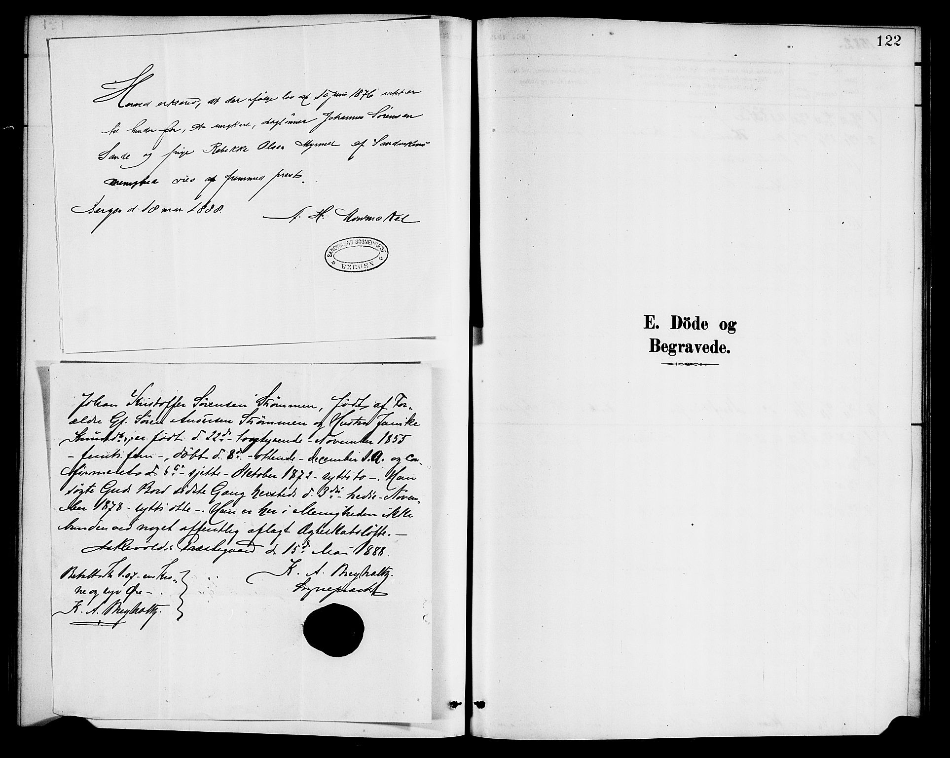 Gaular sokneprestembete, AV/SAB-A-80001/H/Haa: Parish register (official) no. B 1, 1882-1897, p. 122