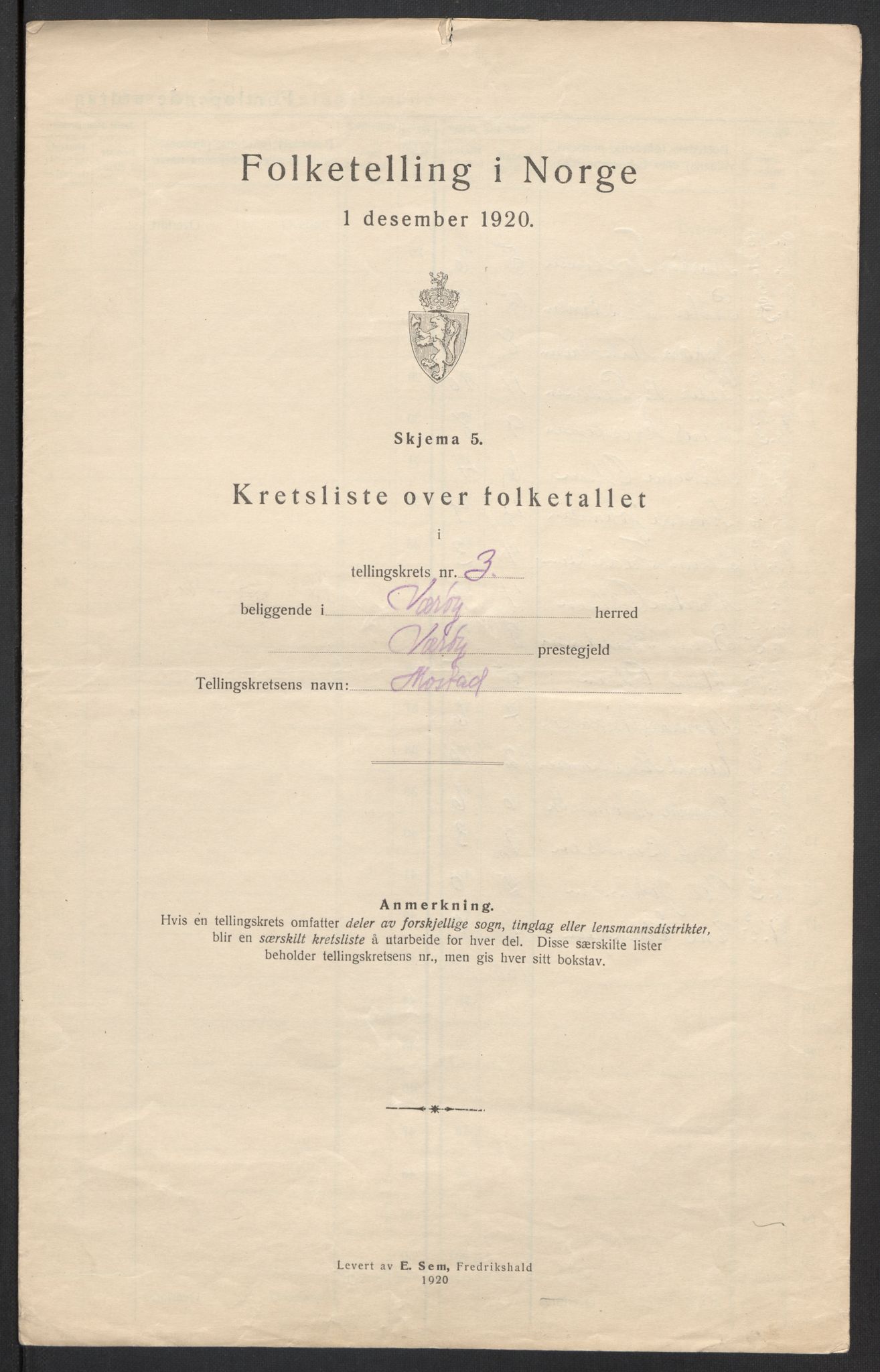 SAT, 1920 census for Værøy, 1920, p. 15