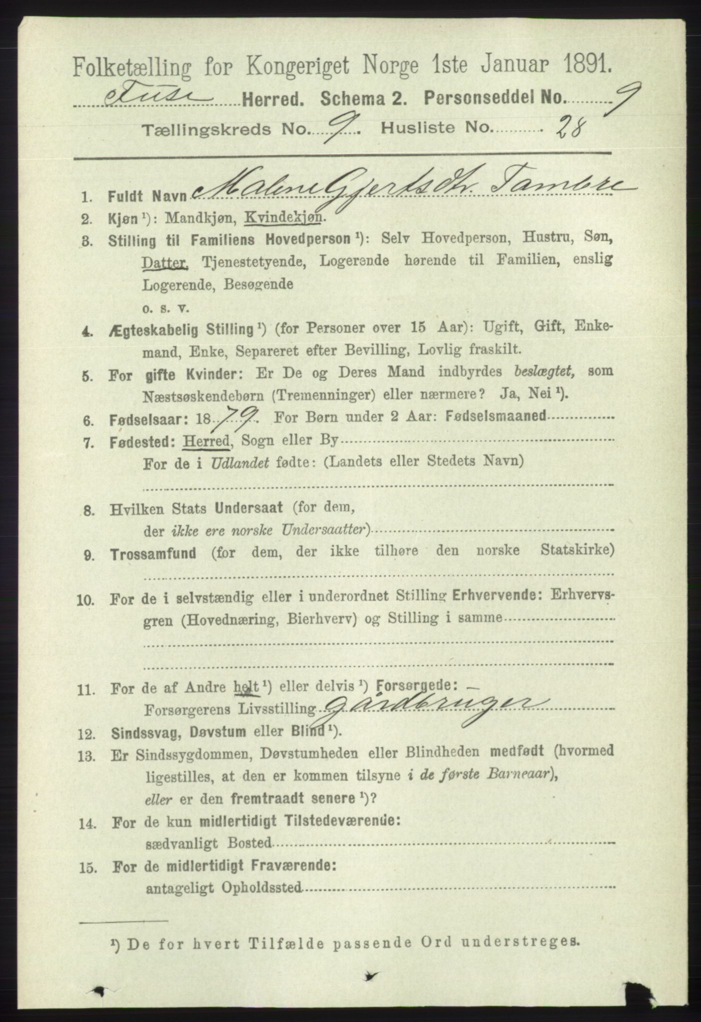 RA, 1891 census for 1241 Fusa, 1891, p. 1875