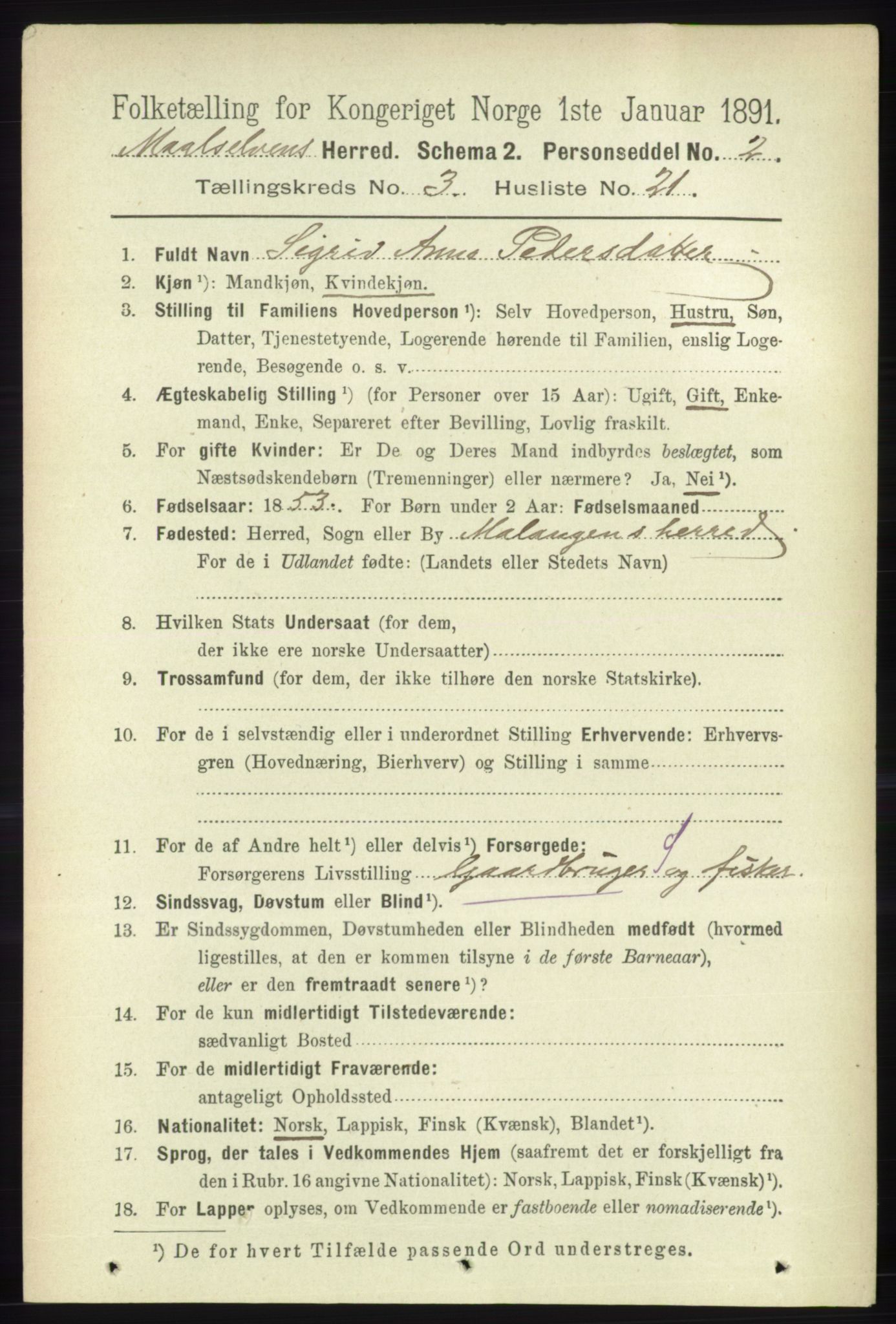 RA, 1891 census for 1924 Målselv, 1891, p. 736