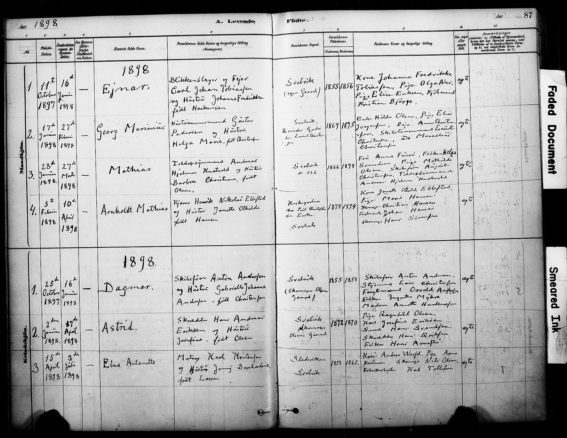 Strømm kirkebøker, AV/SAKO-A-322/F/Fb/L0001: Parish register (official) no. II 1, 1878-1899, p. 87