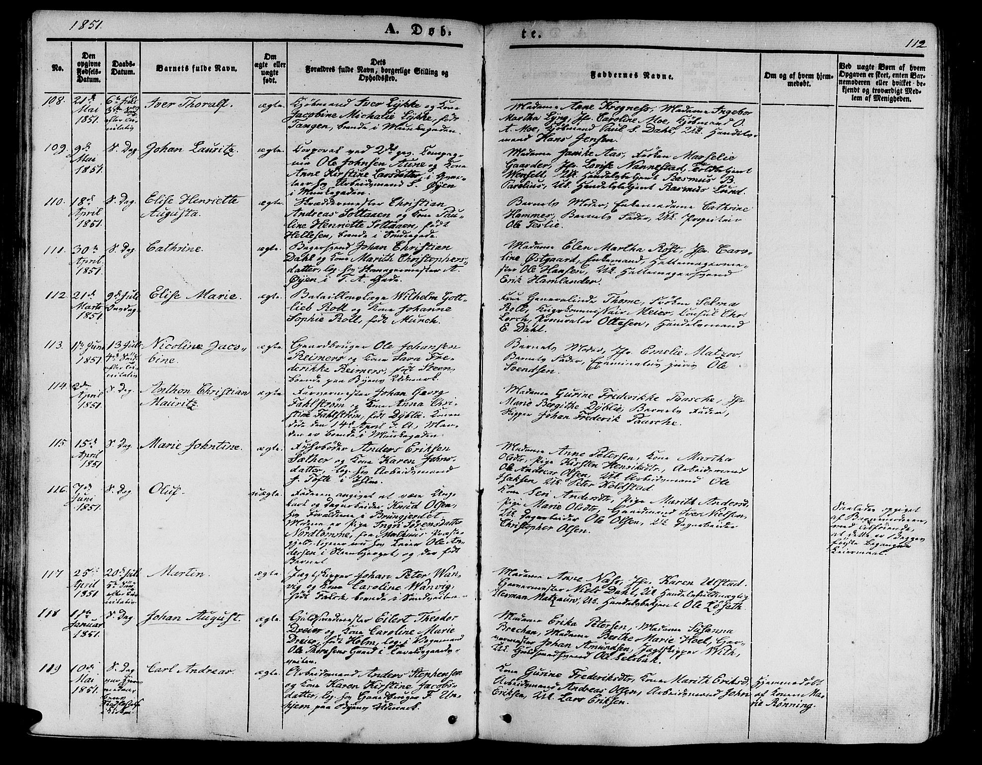 Ministerialprotokoller, klokkerbøker og fødselsregistre - Sør-Trøndelag, SAT/A-1456/602/L0137: Parish register (copy) no. 602C05, 1846-1856, p. 112