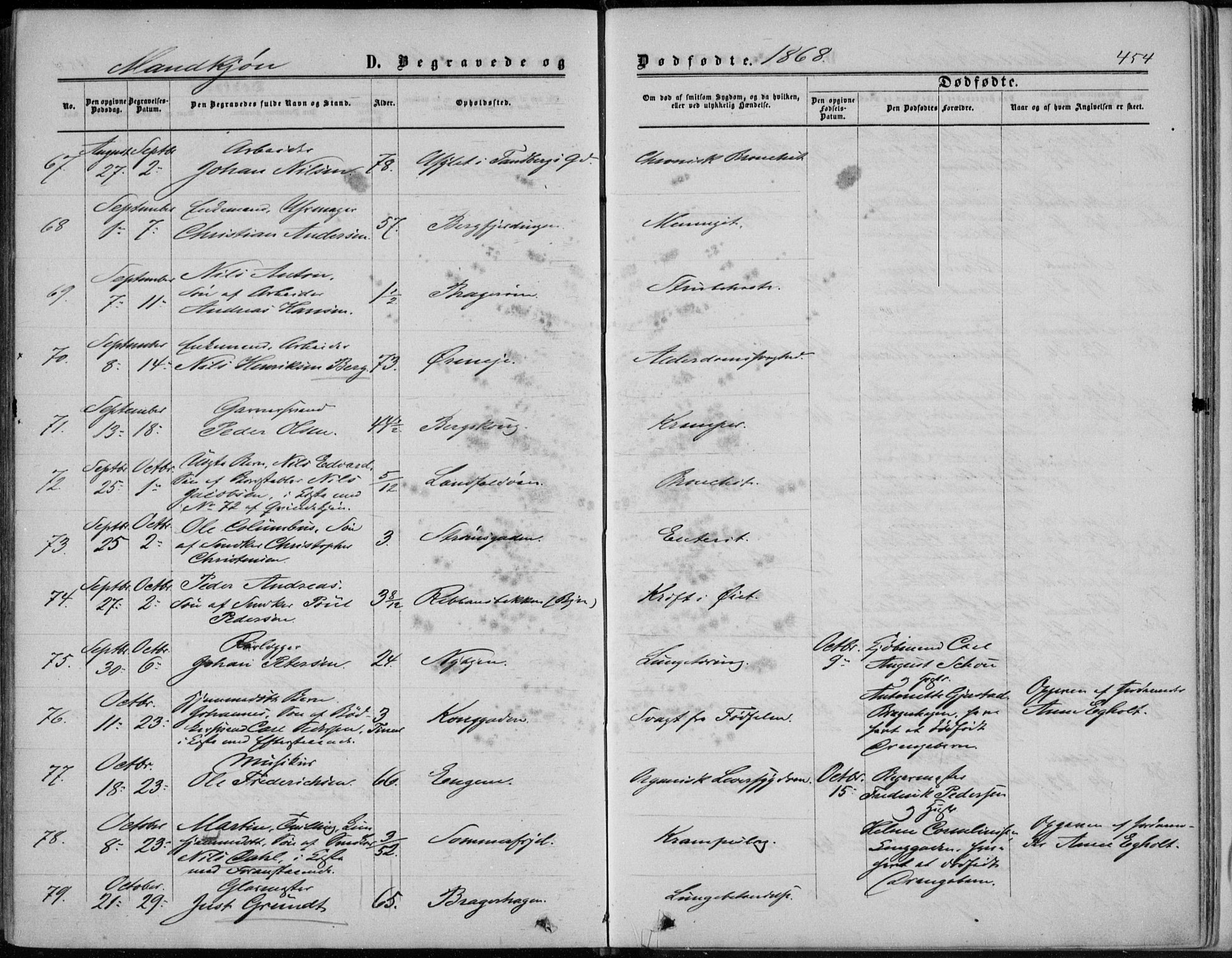 Bragernes kirkebøker, AV/SAKO-A-6/F/Fb/L0003: Parish register (official) no. II 3, 1860-1868, p. 454