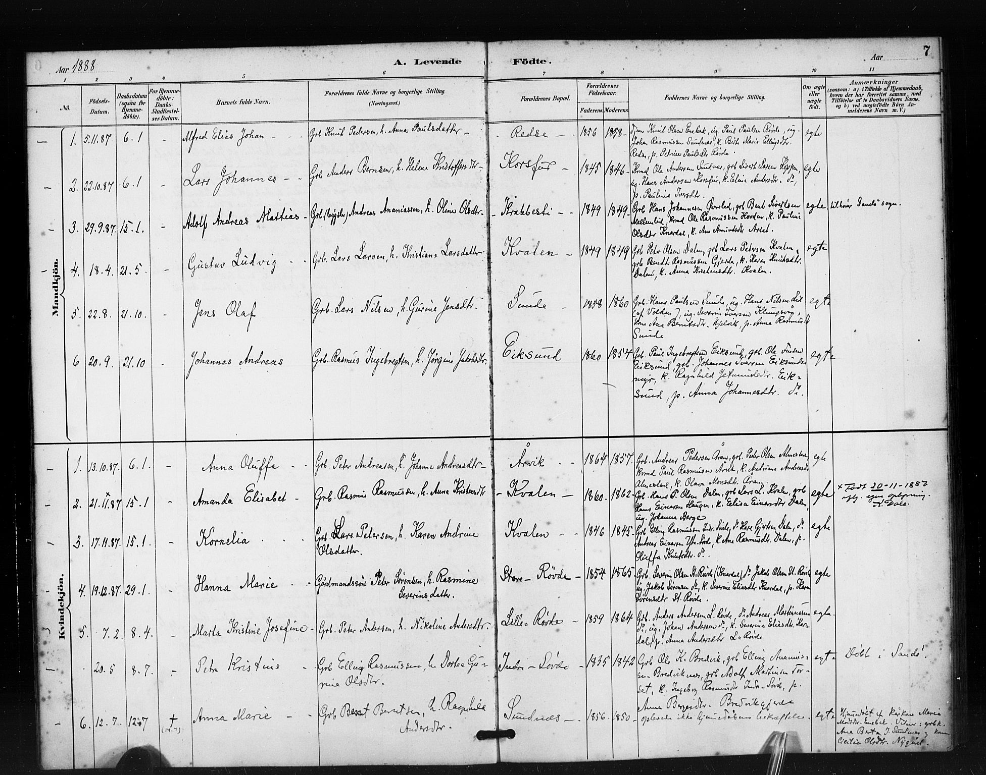 Ministerialprotokoller, klokkerbøker og fødselsregistre - Møre og Romsdal, AV/SAT-A-1454/504/L0056: Parish register (official) no. 504A03, 1884-1904, p. 7