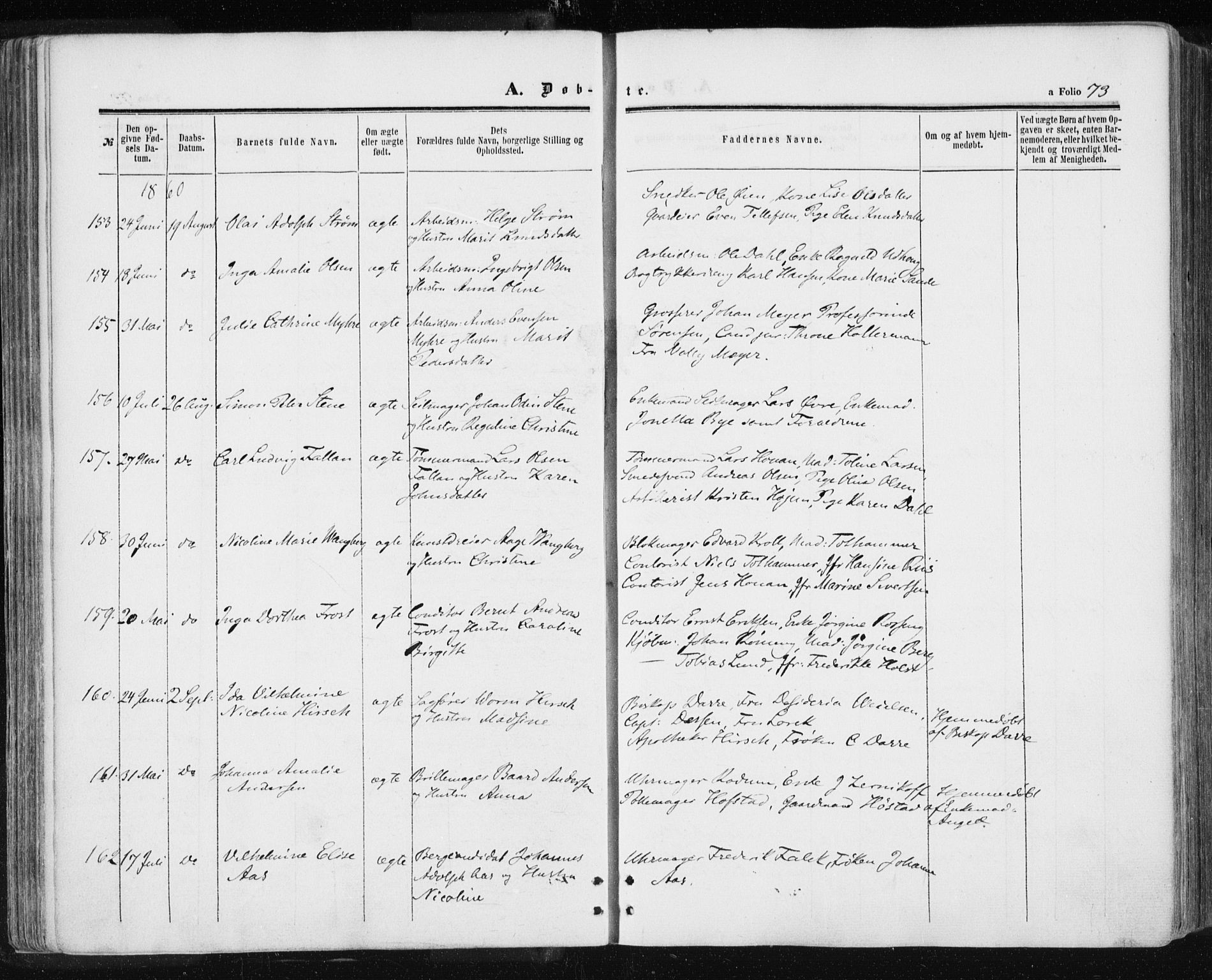 Ministerialprotokoller, klokkerbøker og fødselsregistre - Sør-Trøndelag, SAT/A-1456/601/L0053: Parish register (official) no. 601A21, 1857-1865, p. 73