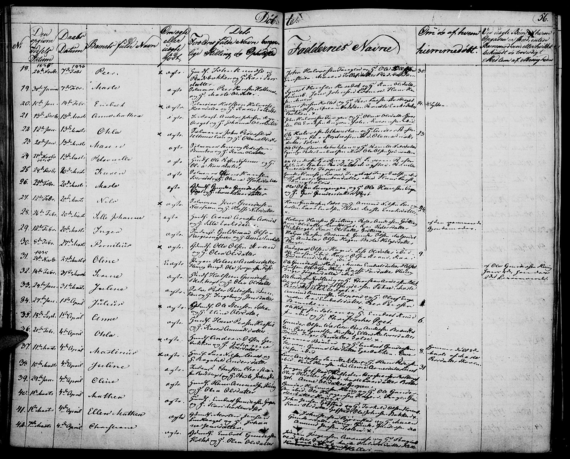 Elverum prestekontor, SAH/PREST-044/H/Ha/Haa/L0008: Parish register (official) no. 8, 1830-1842, p. 56