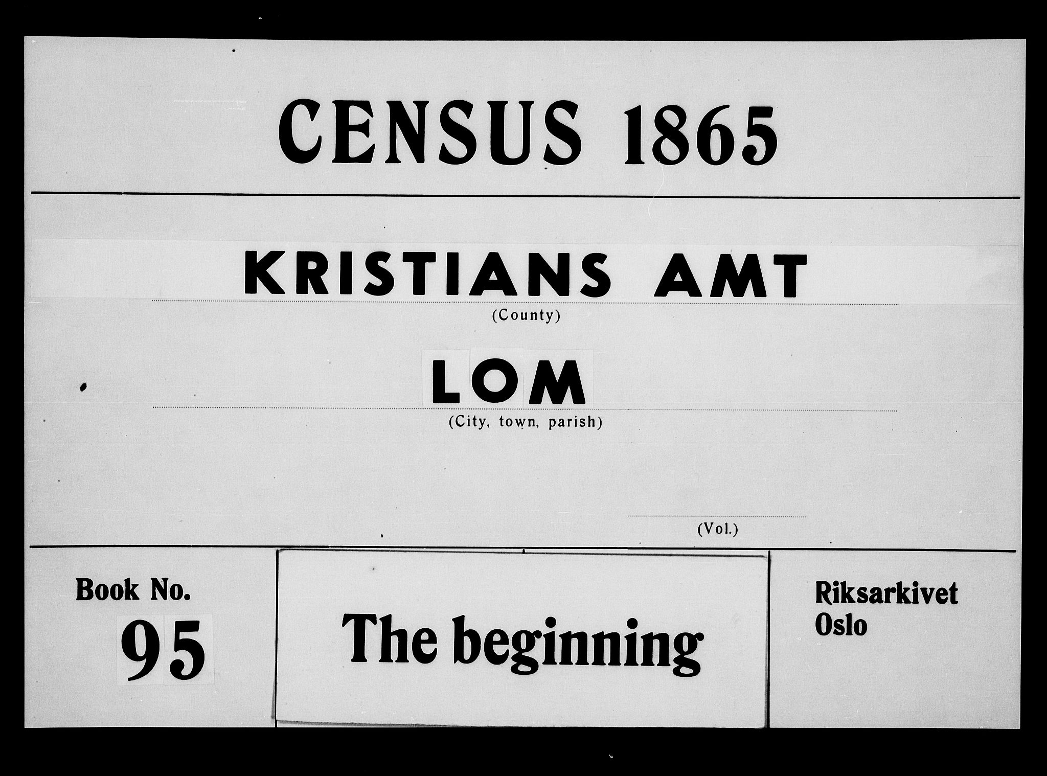 RA, 1865 census for Lom, 1865, p. 1