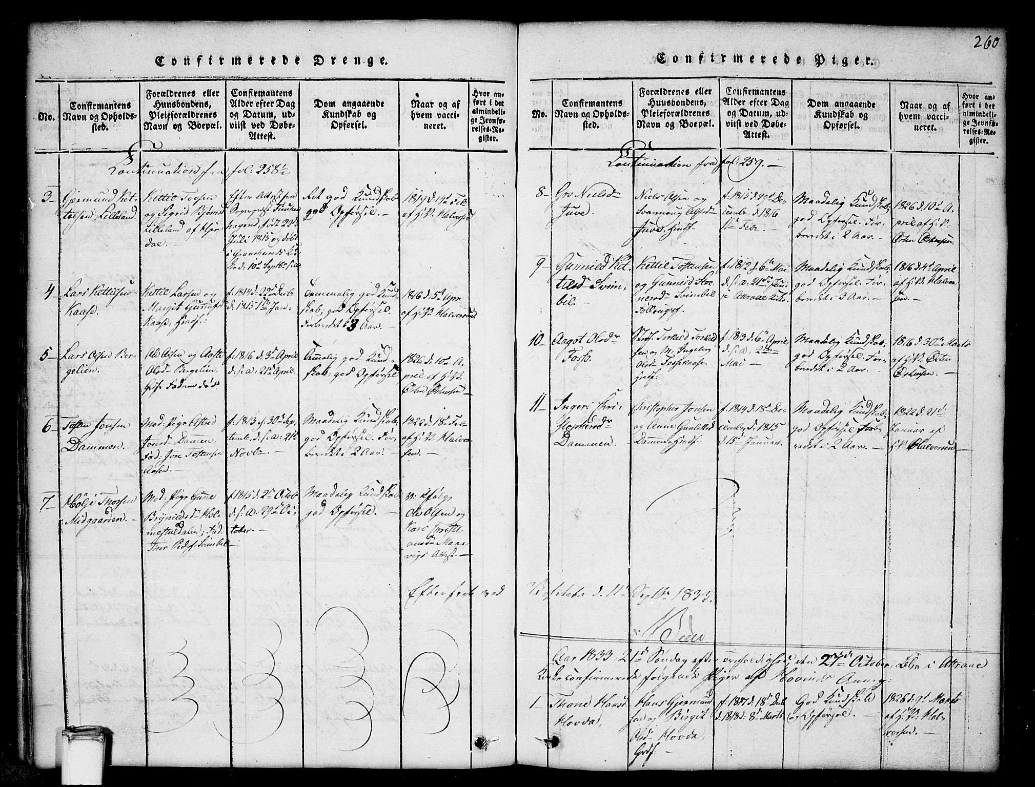 Gransherad kirkebøker, SAKO/A-267/G/Gb/L0001: Parish register (copy) no. II 1, 1815-1860, p. 260