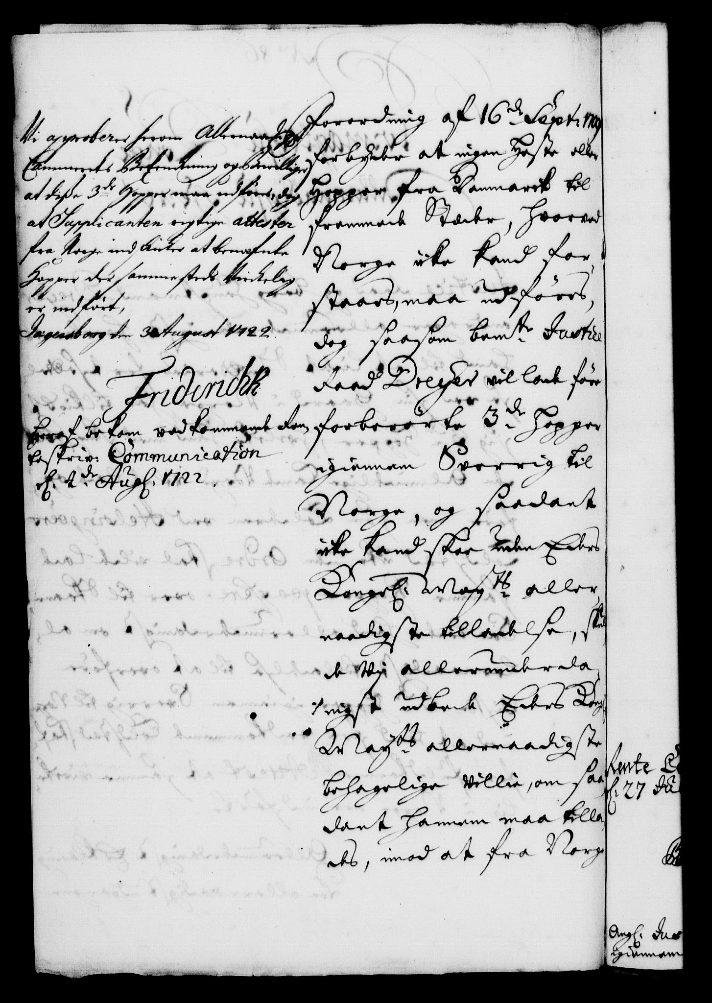 Rentekammeret, Kammerkanselliet, RA/EA-3111/G/Gf/Gfa/L0005: Norsk relasjons- og resolusjonsprotokoll (merket RK 52.5), 1722, p. 431