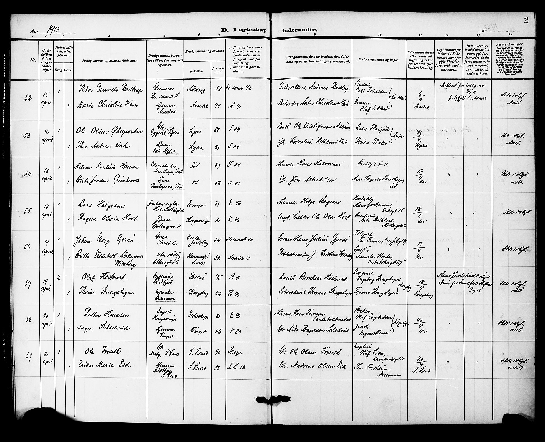 Oslo domkirke Kirkebøker, AV/SAO-A-10752/F/Fa/L0034: Parish register (official) no. 34, 1913-1921, p. 2