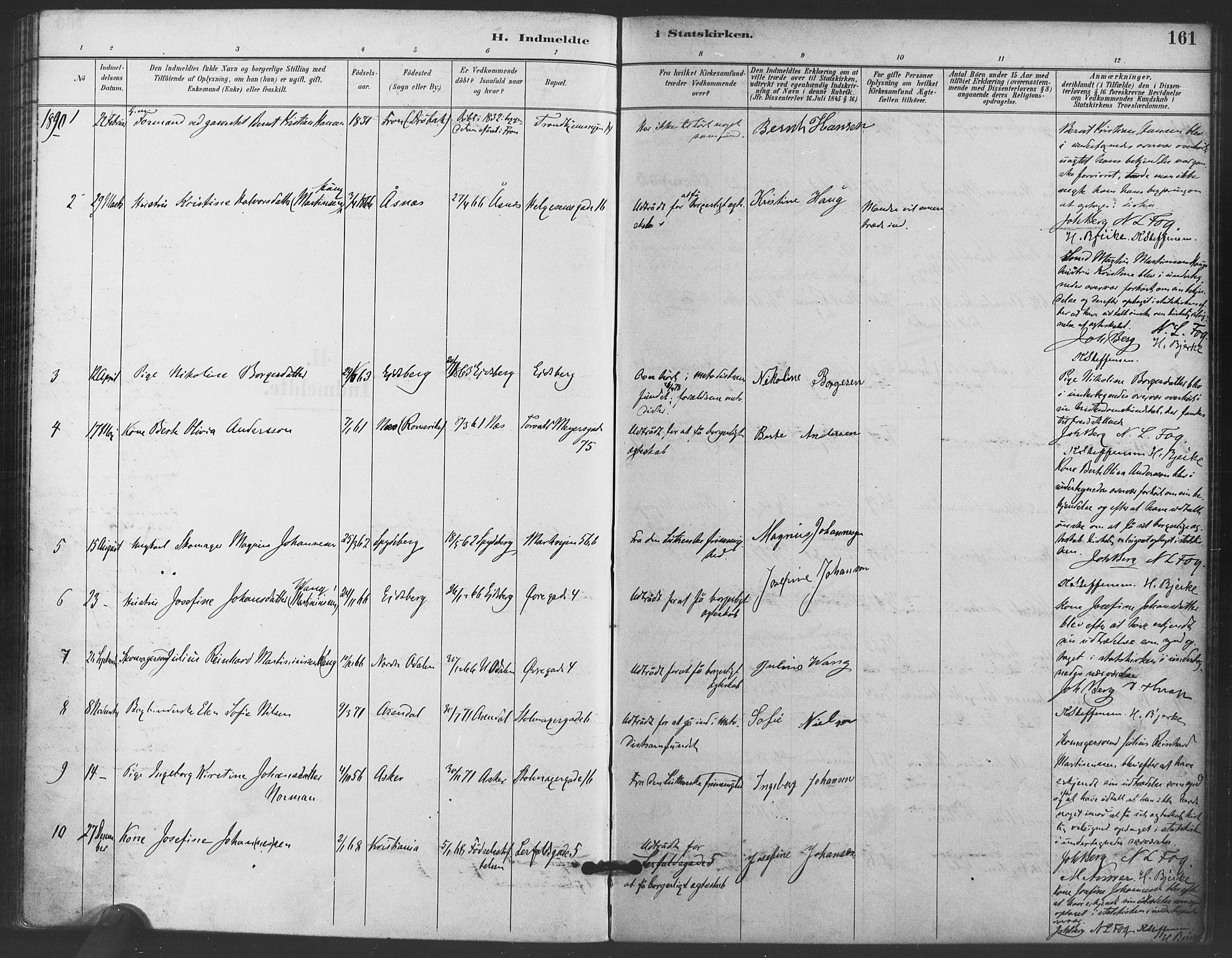 Paulus prestekontor Kirkebøker, AV/SAO-A-10871/F/Fa/L0006: Parish register (official) no. 6, 1889-1896, p. 161