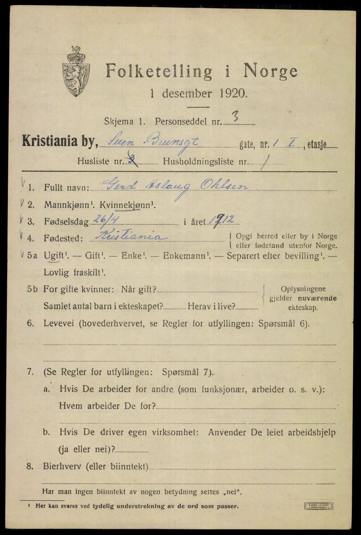 SAO, 1920 census for Kristiania, 1920, p. 554731