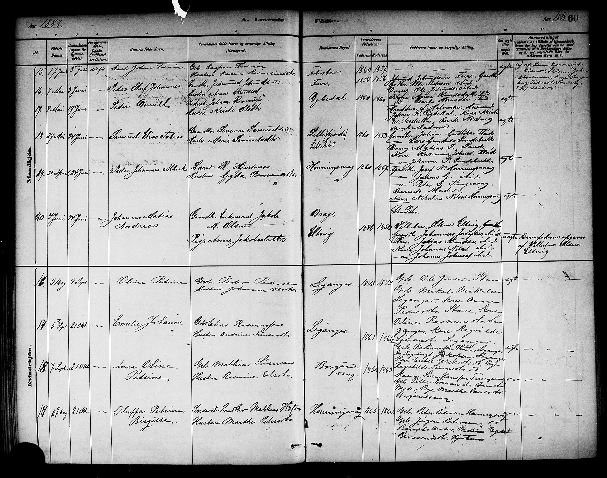 Selje sokneprestembete, AV/SAB-A-99938/H/Ha/Haa/Haab: Parish register (official) no. B 1, 1881-1890, p. 60