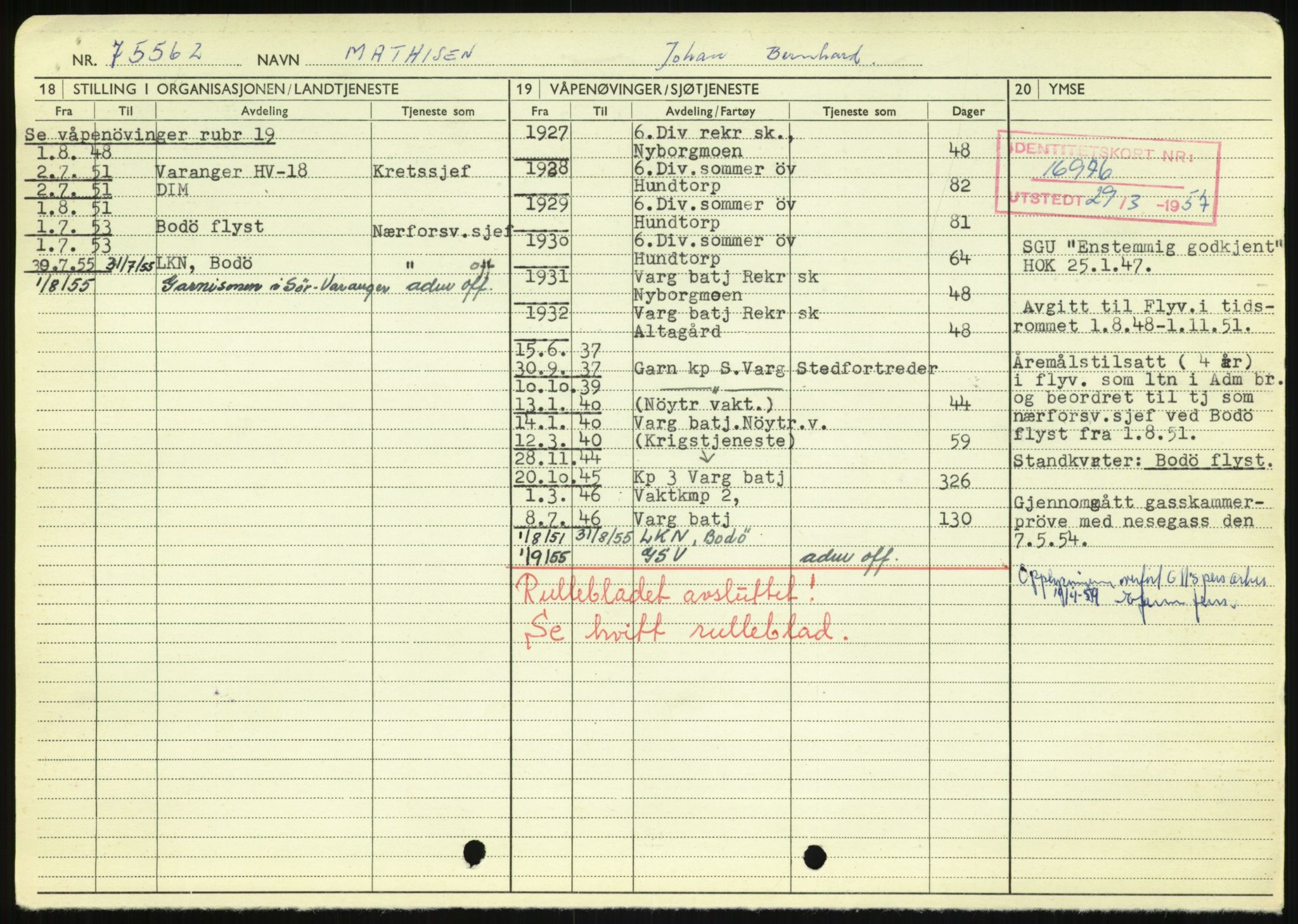 Forsvaret, Varanger bataljon, AV/RA-RAFA-2258/1/D/L0457: Rulleblad og tjenesteuttalelser for befal født 1910, 1920 og 1930, 1910-1930, p. 16