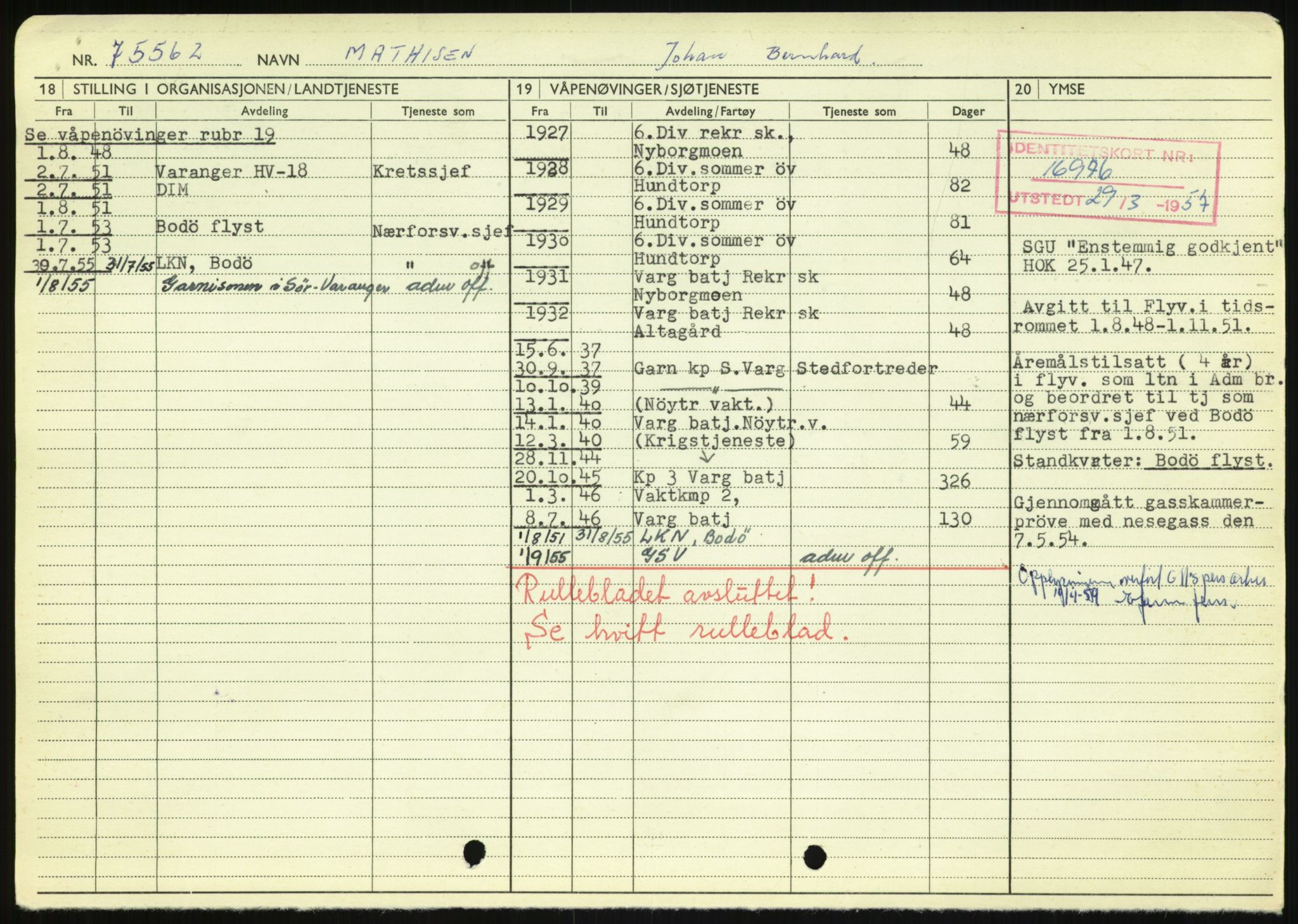 Forsvaret, Varanger bataljon, AV/RA-RAFA-2258/1/D/L0457: Rulleblad og tjenesteuttalelser for befal født 1910, 1920 og 1930, 1910-1930, p. 16