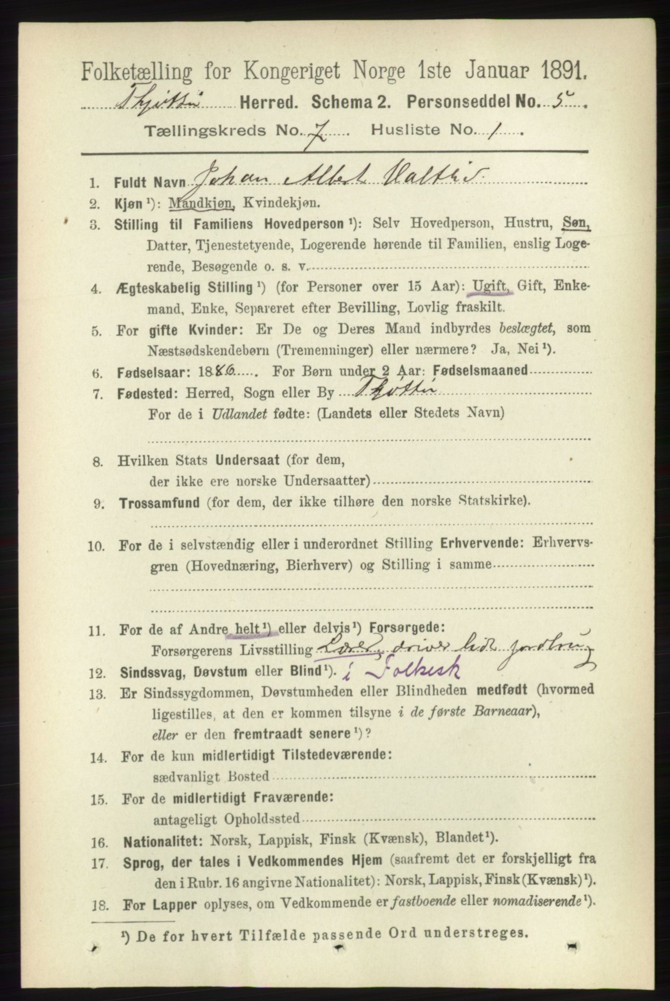 RA, 1891 census for 1817 Tjøtta, 1891, p. 3617