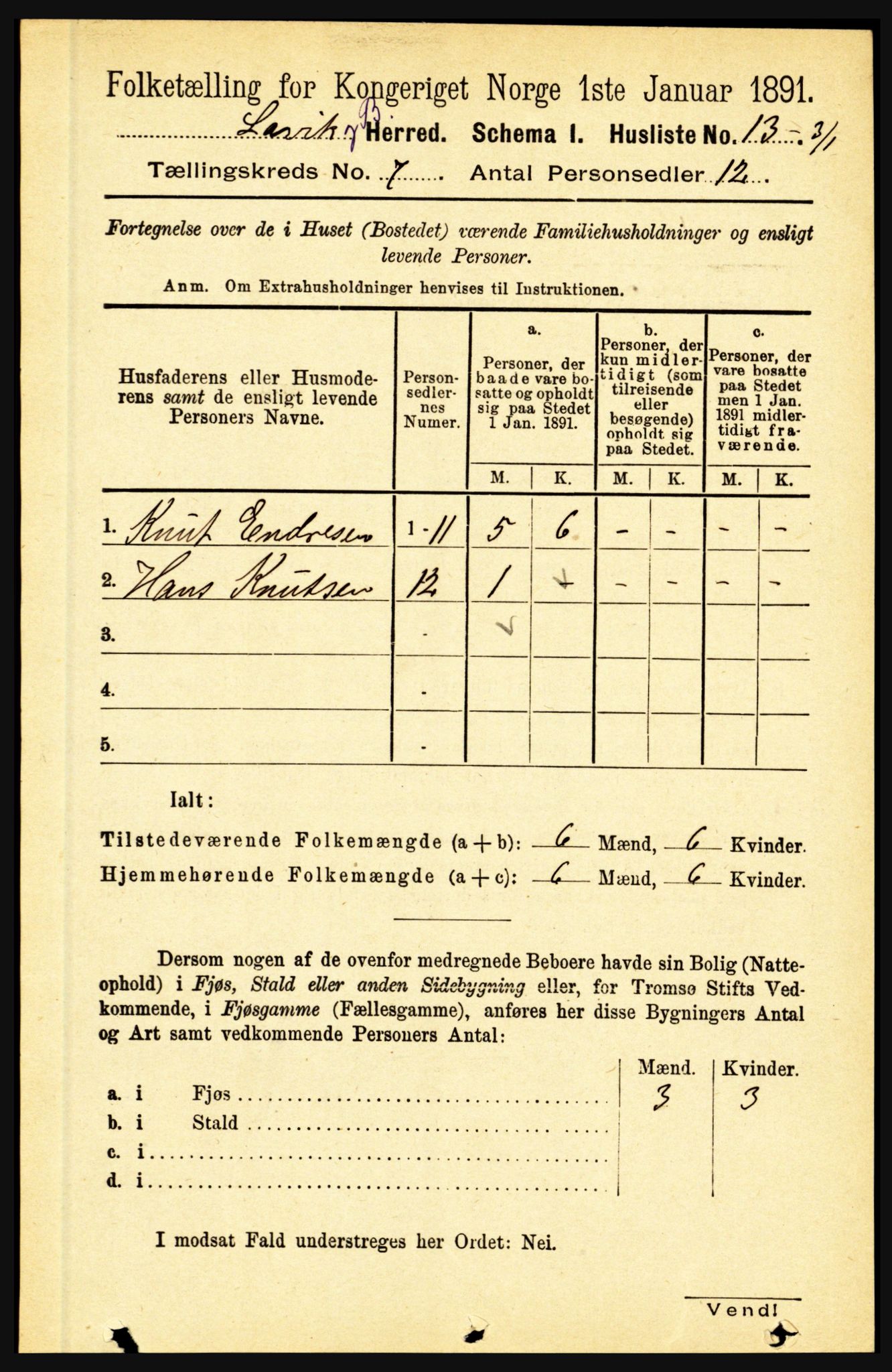 RA, 1891 census for 1415 Lavik og Brekke, 1891, p. 1334