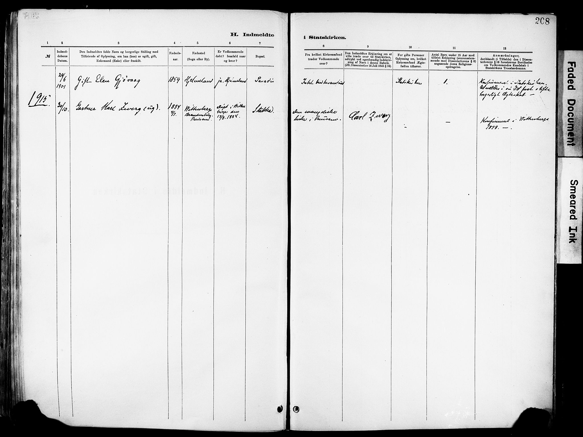 Hetland sokneprestkontor, SAST/A-101826/30/30BA/L0012: Parish register (official) no. A 12, 1882-1912, p. 208