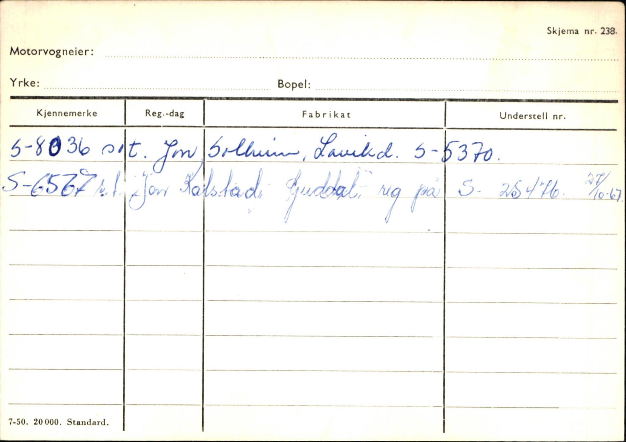 Statens vegvesen, Sogn og Fjordane vegkontor, AV/SAB-A-5301/4/F/L0125: Eigarregister Sogndal V-Å. Aurland A-Å. Fjaler A-N, 1945-1975, p. 1746