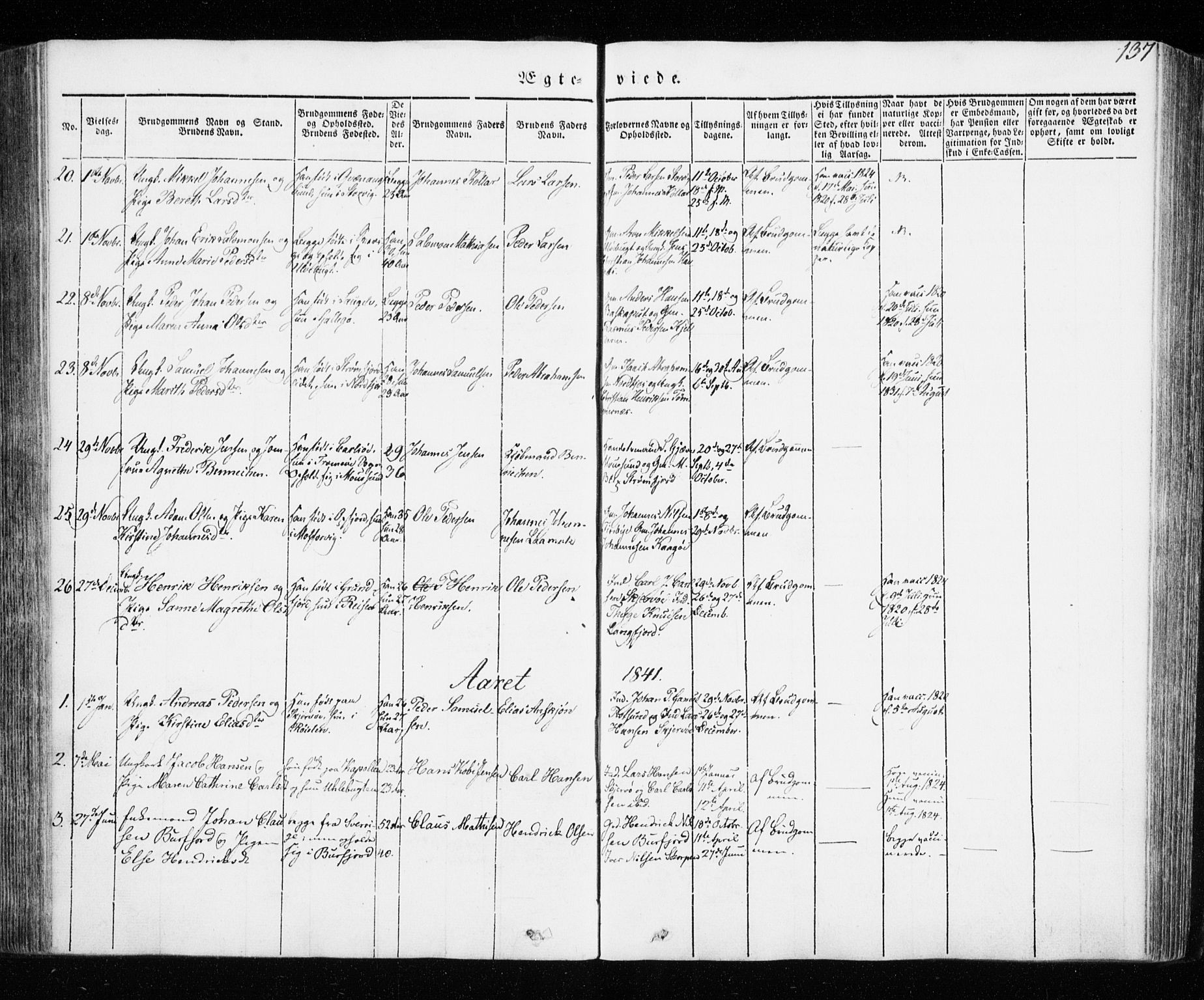 Skjervøy sokneprestkontor, SATØ/S-1300/H/Ha/Haa/L0005kirke: Parish register (official) no. 5, 1838-1847, p. 137