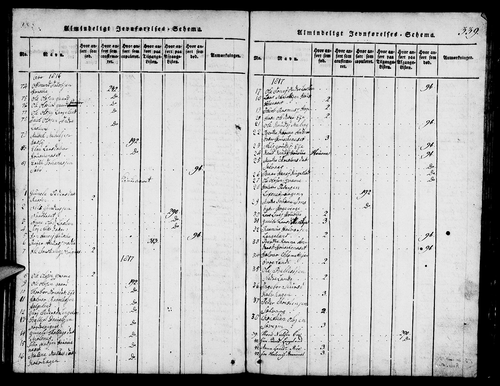 Finnøy sokneprestkontor, AV/SAST-A-101825/H/Ha/Hab/L0001: Parish register (copy) no. B 1, 1816-1856, p. 339