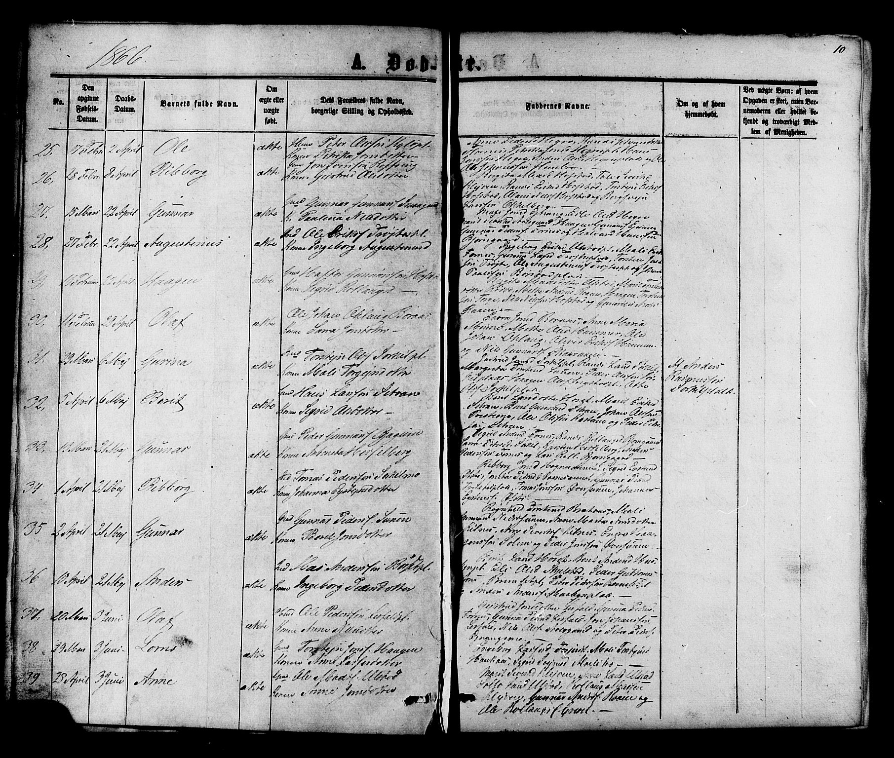 Ministerialprotokoller, klokkerbøker og fødselsregistre - Nord-Trøndelag, SAT/A-1458/703/L0038: Parish register (copy) no. 703C01, 1864-1870, p. 10
