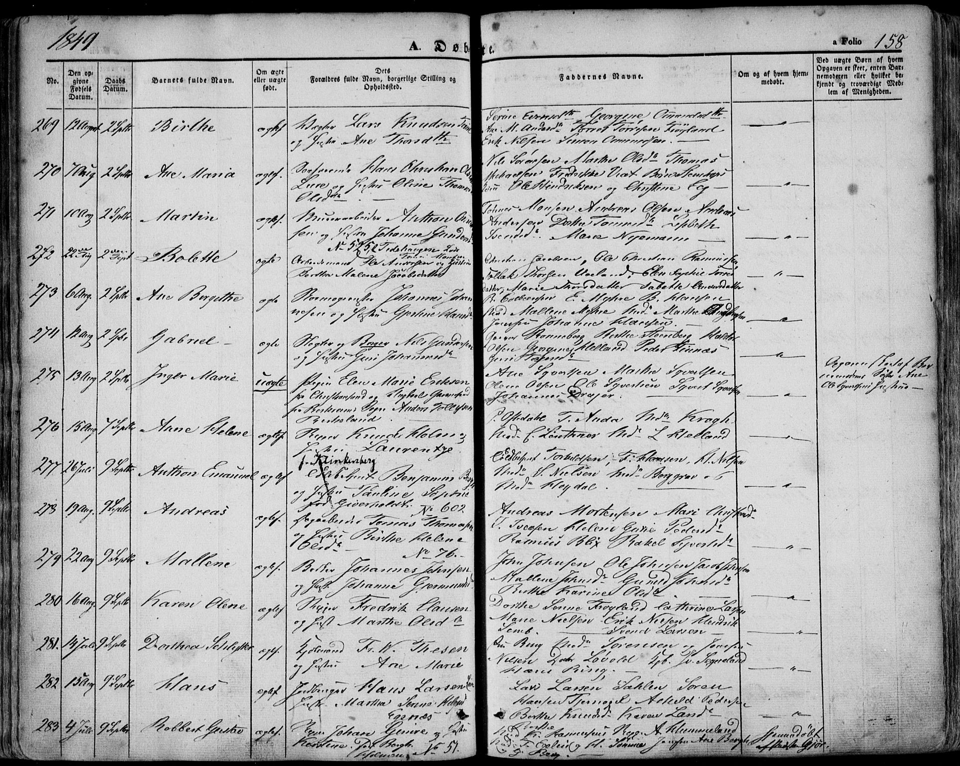 Domkirken sokneprestkontor, AV/SAST-A-101812/001/30/30BA/L0016: Parish register (official) no. A 15, 1844-1854, p. 158